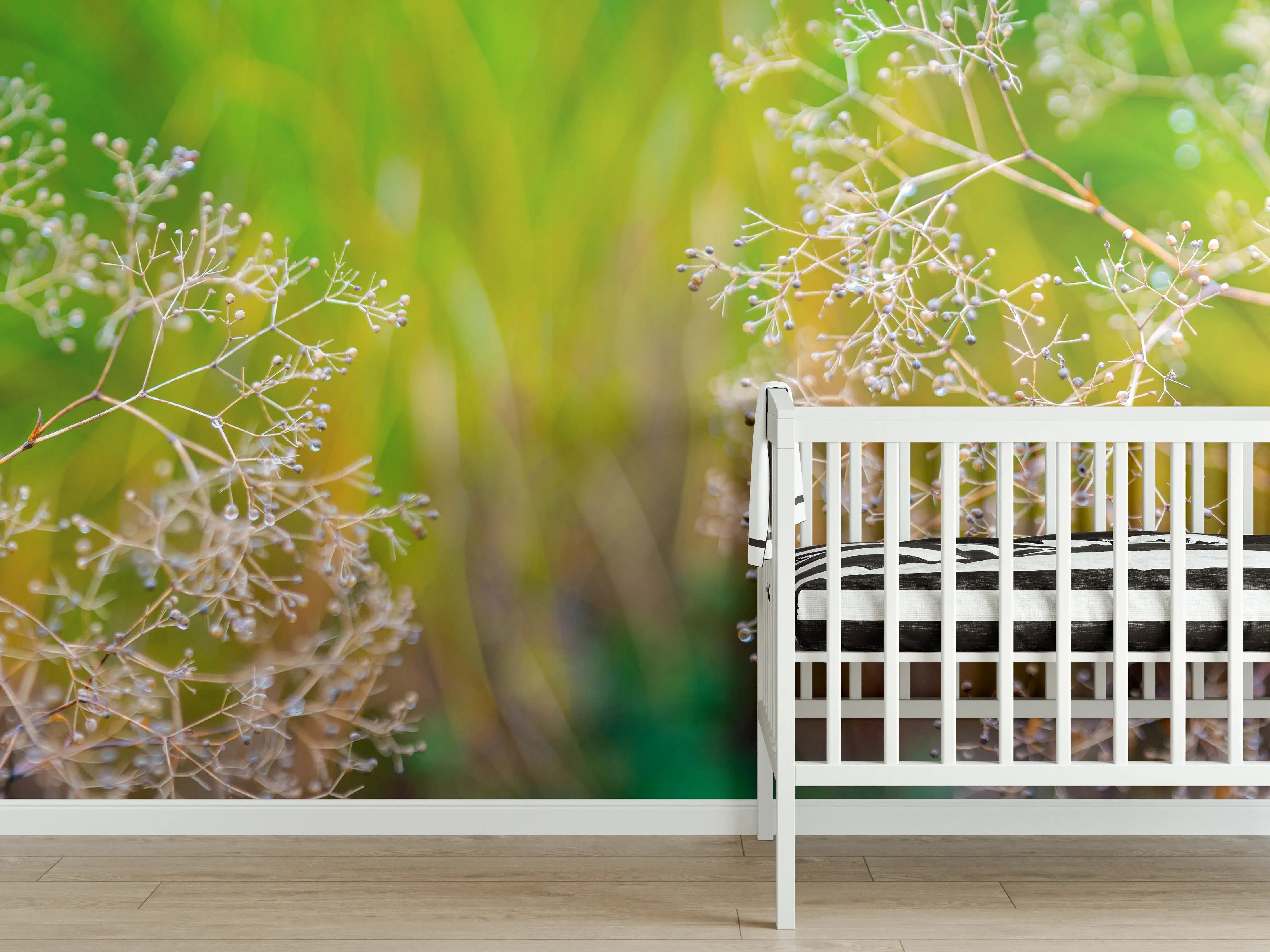 Babyzimmer Wandgestaltung - Herbstliche Trockenblumen