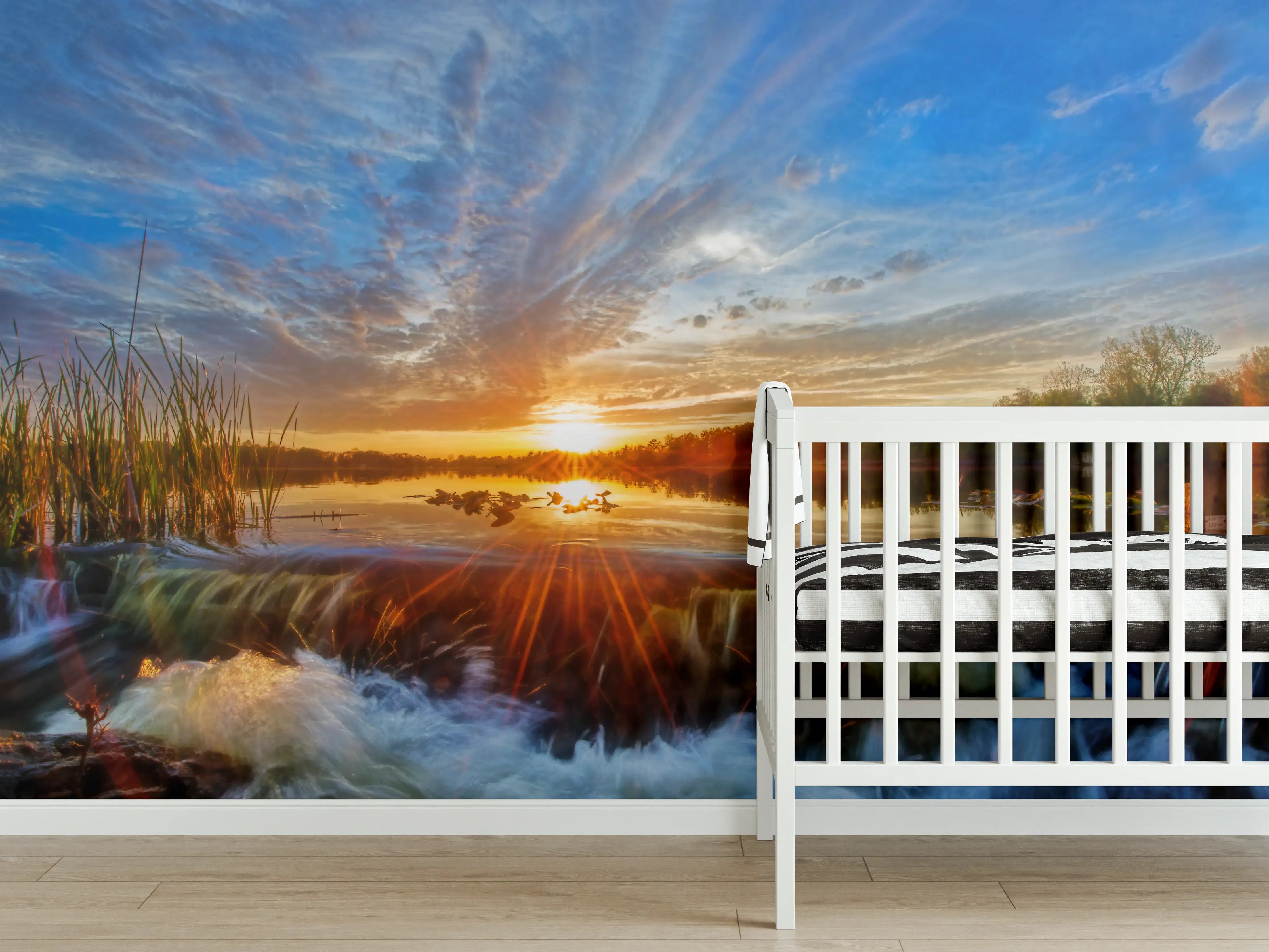 Babyzimmer Wandgestaltung - Herbstlicher Sonnenuntergang