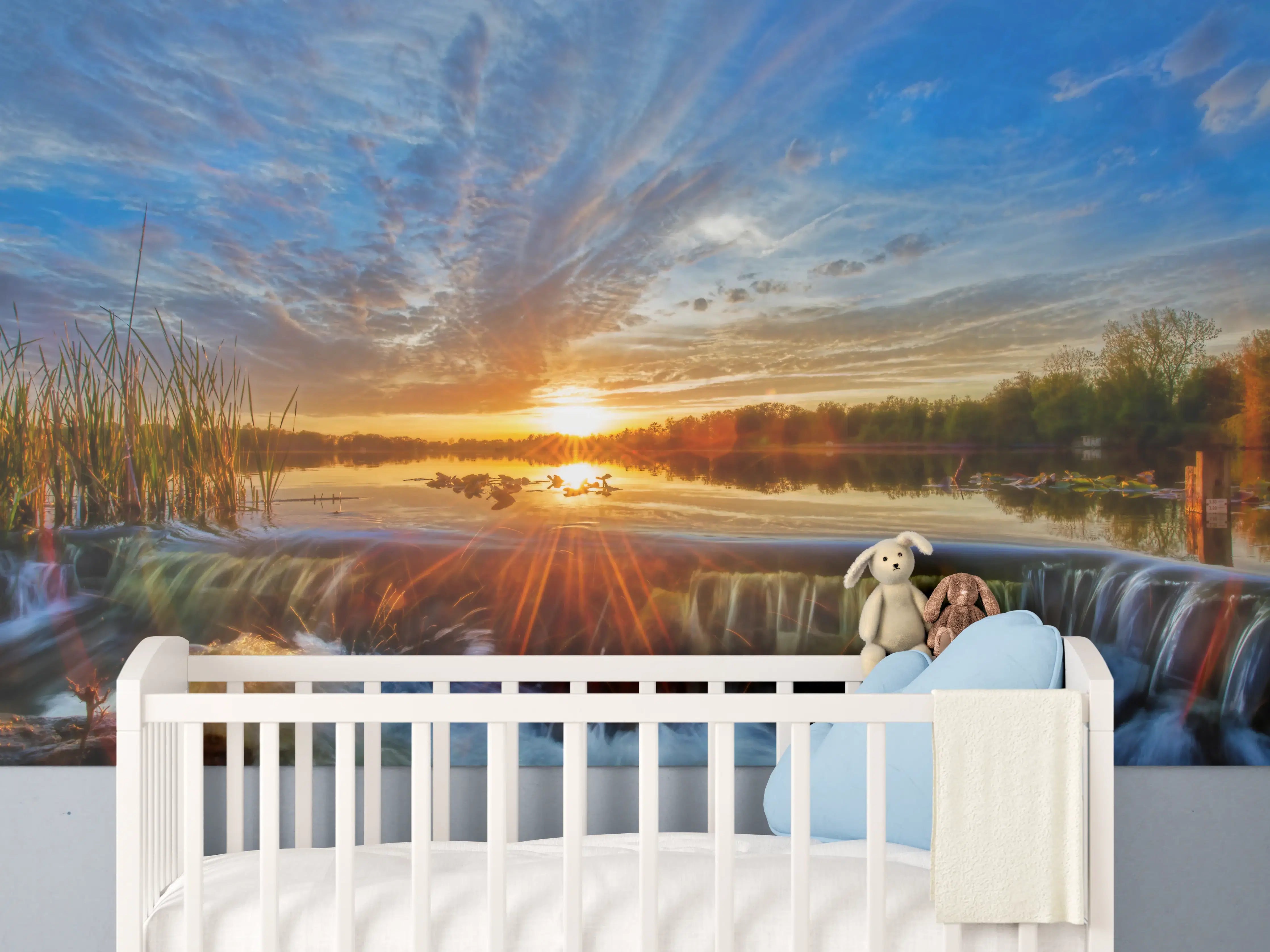 Babyzimmer Wandgestaltung - Herbstlicher Sonnenuntergang