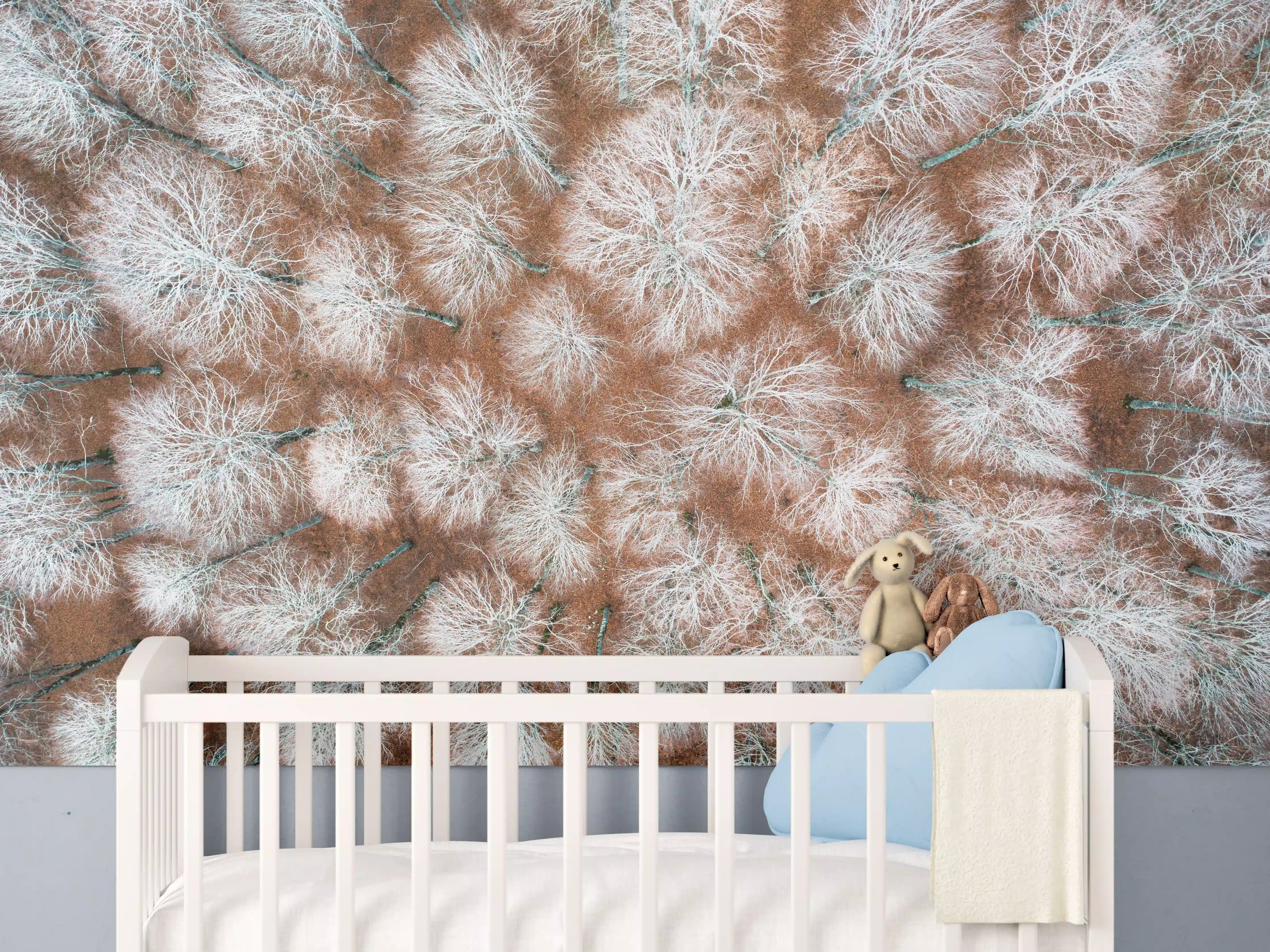 Babyzimmer Wandgestaltung - Herbstlicher Wald aus der Vogelperspektive
