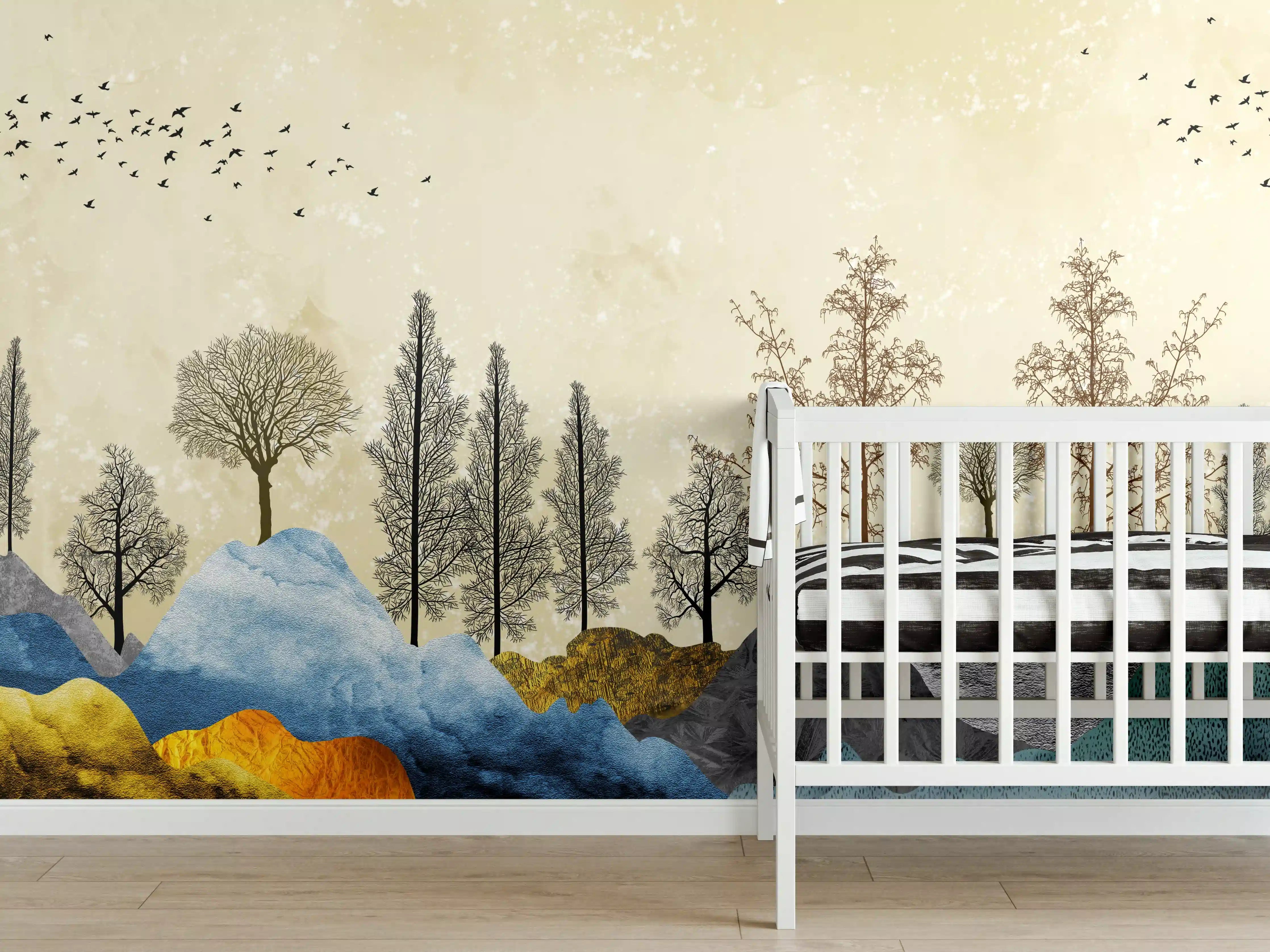 Babyzimmer Wandgestaltung - Herbstliches Gemälde