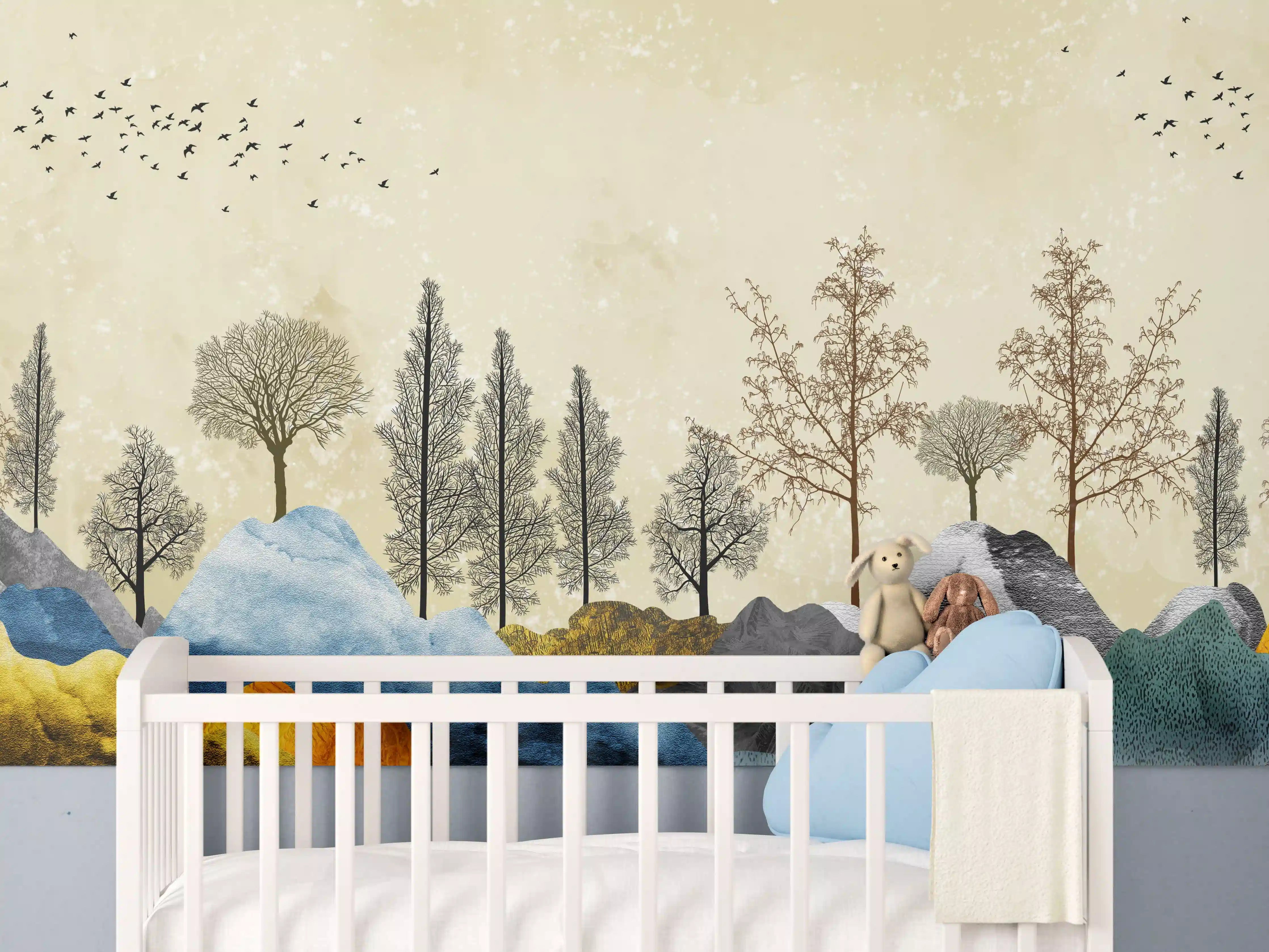 Babyzimmer Wandgestaltung - Herbstliches Gemälde