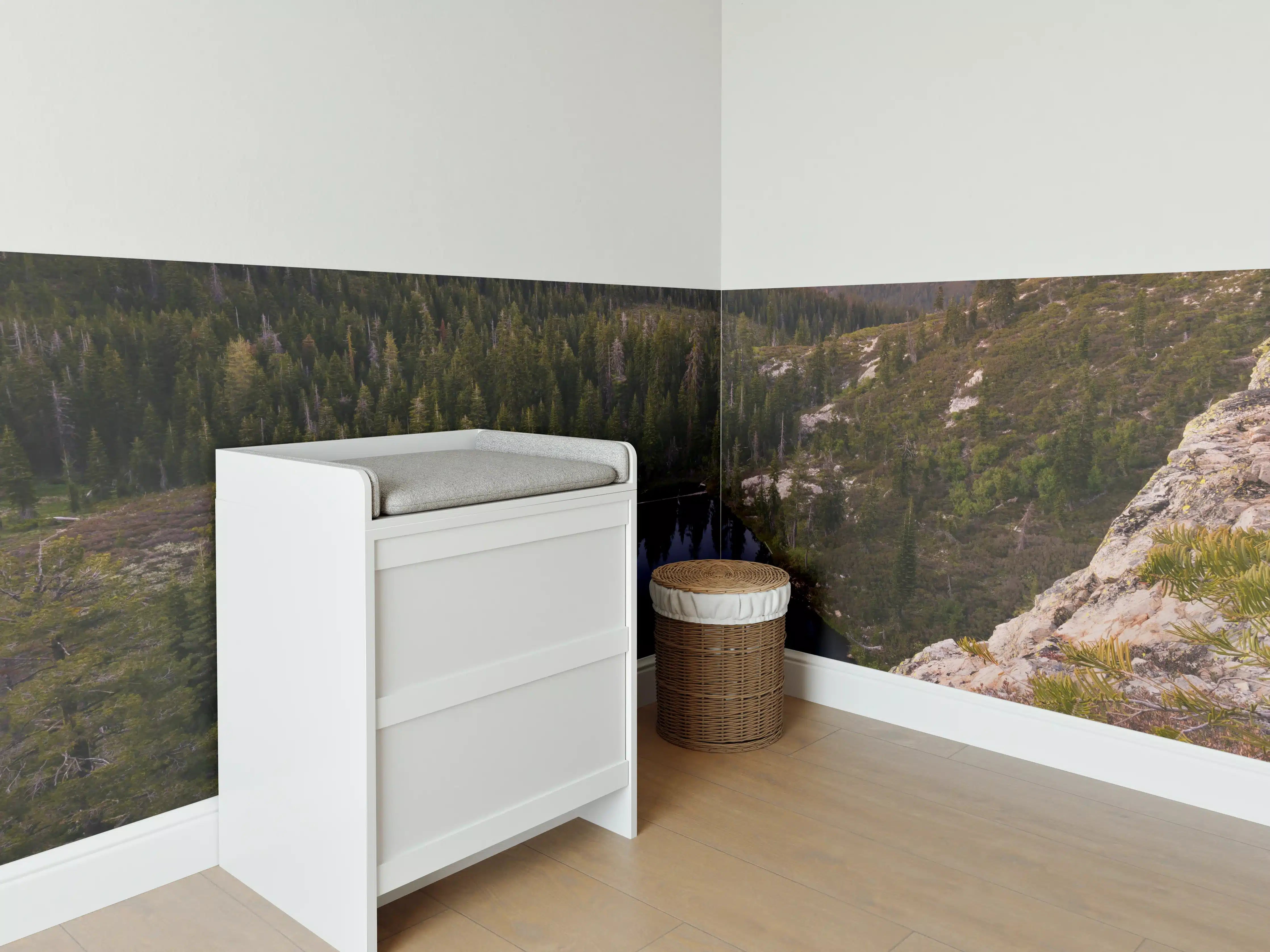 Babyzimmer Wandgestaltung - Herzsee Bergdämmerung