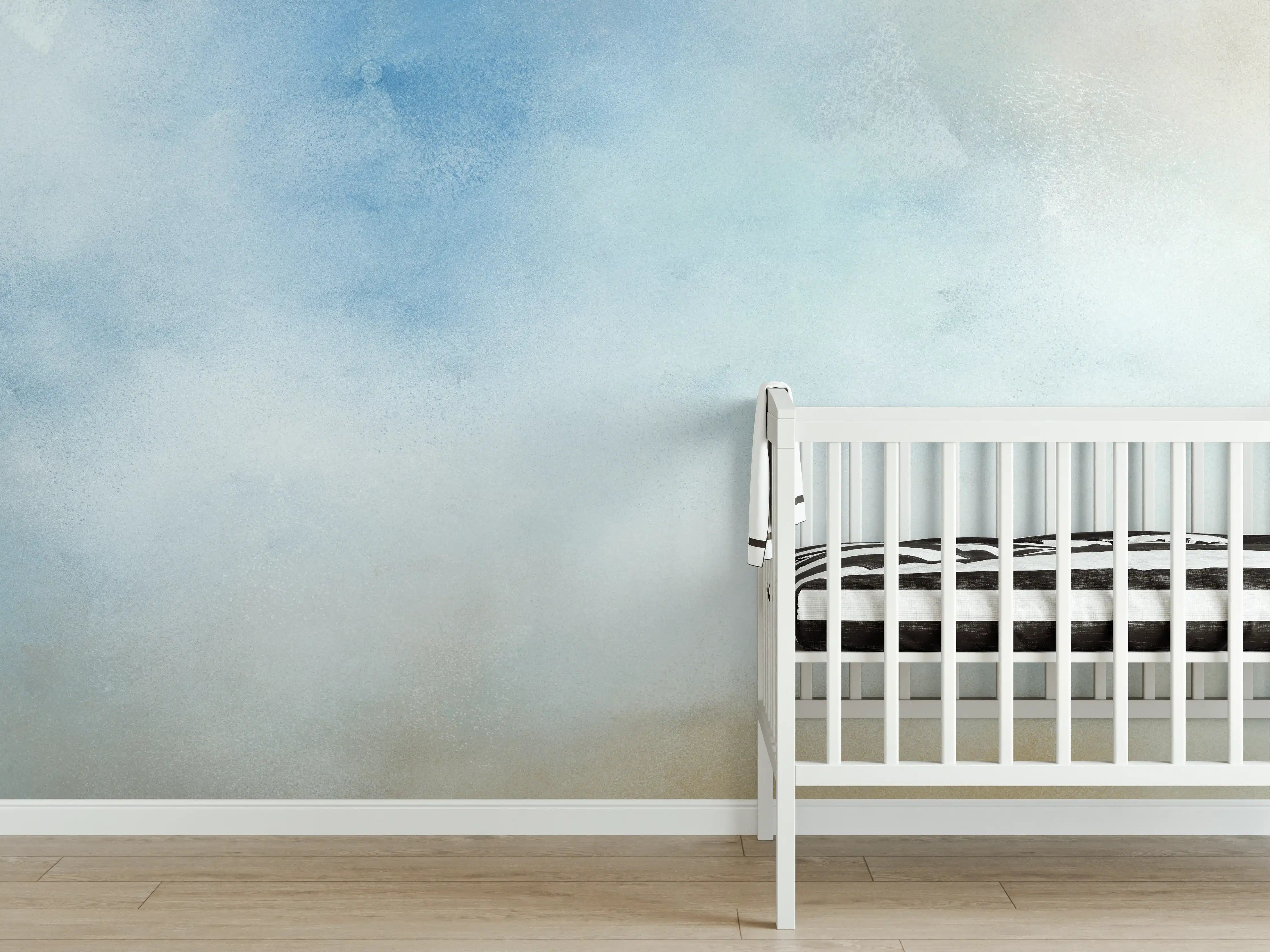 Babyzimmer Wandgestaltung - Himmel in sanften Blautönen und Weiß