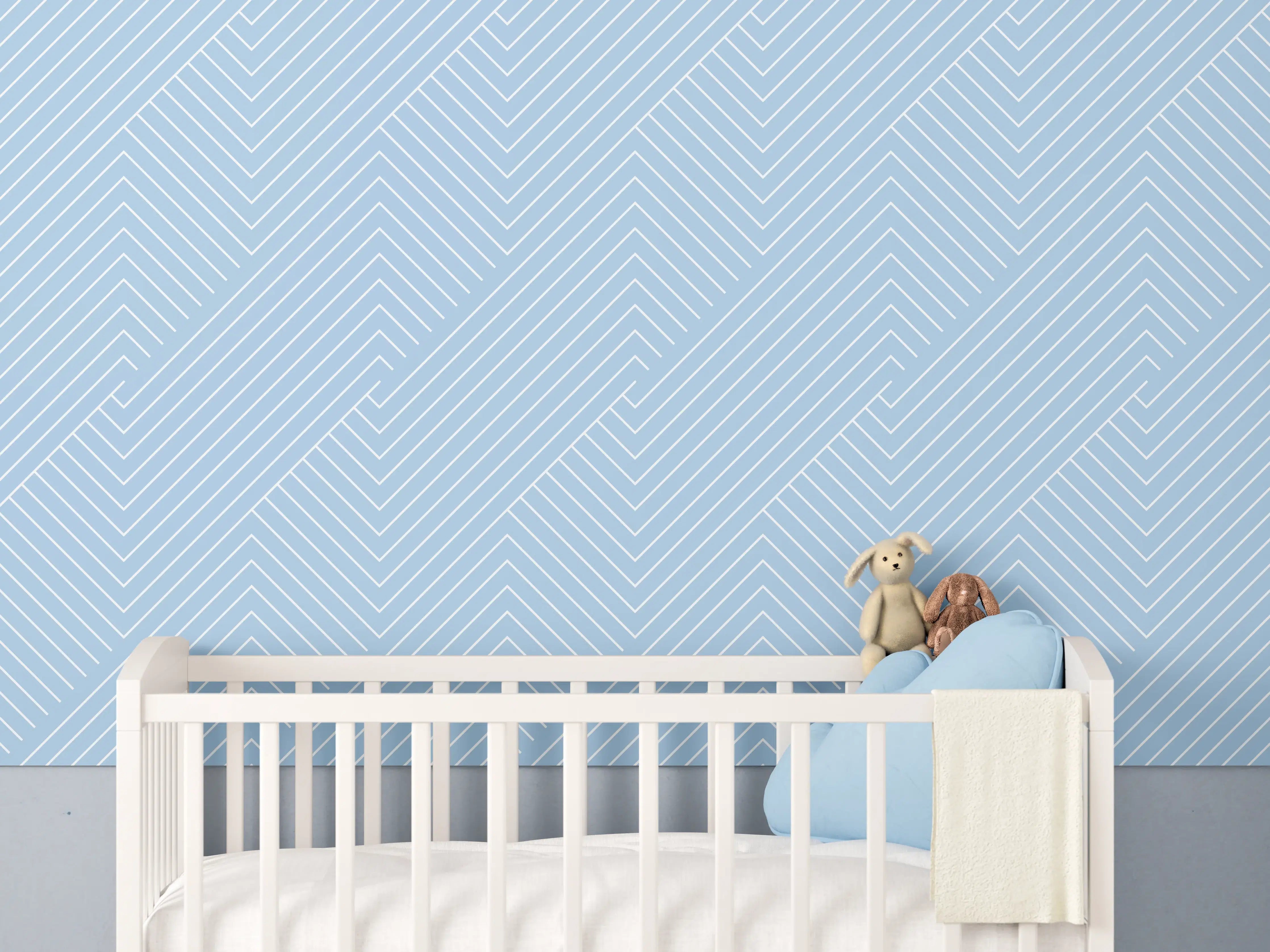 Babyzimmer Wandgestaltung - Himmel mit blauer Farbpalette