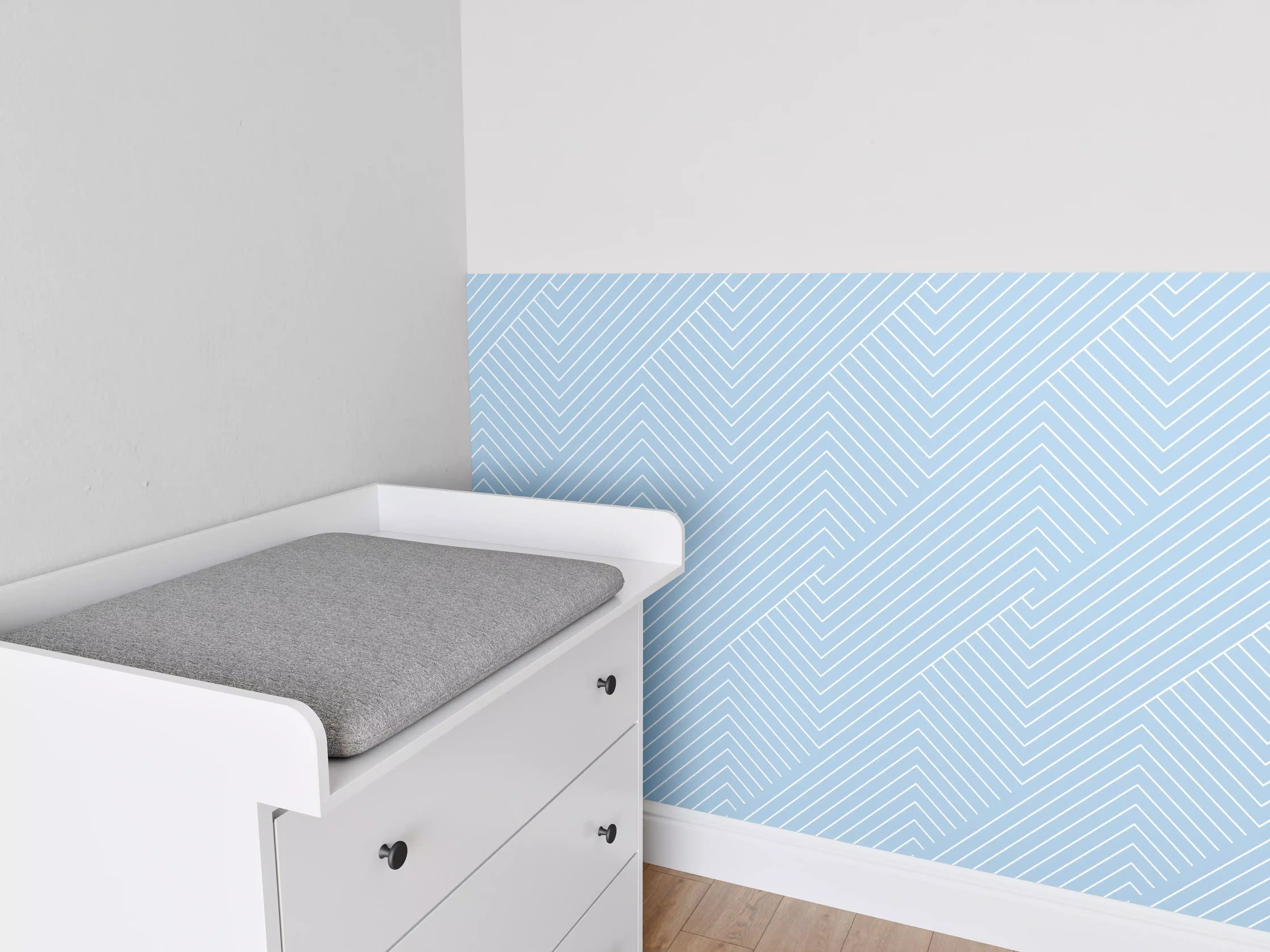 Babyzimmer Wandgestaltung - Himmel mit blauer Farbpalette
