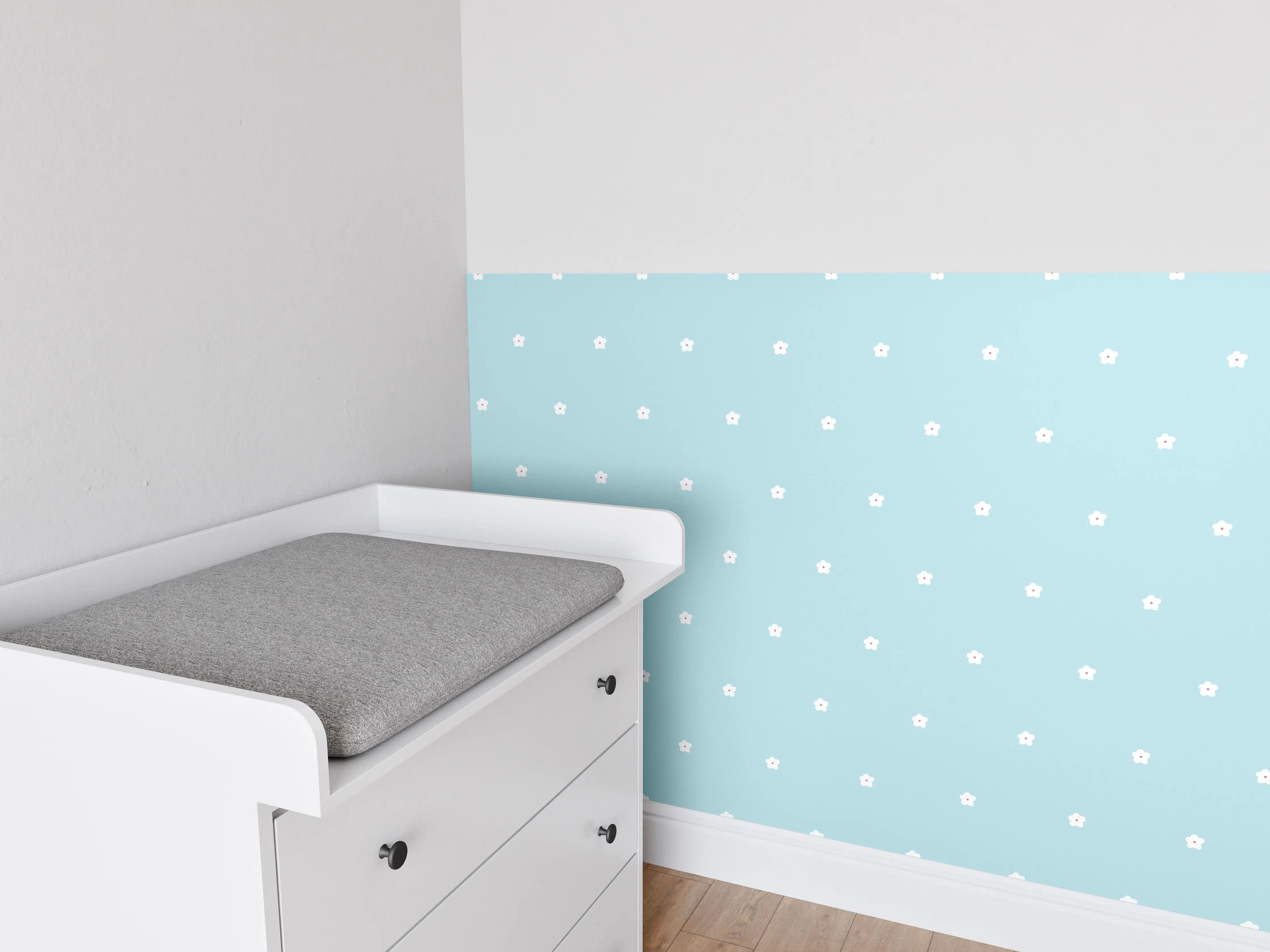 Babyzimmer Wandgestaltung - Himmel und Wiese bei Sonnenuntergang