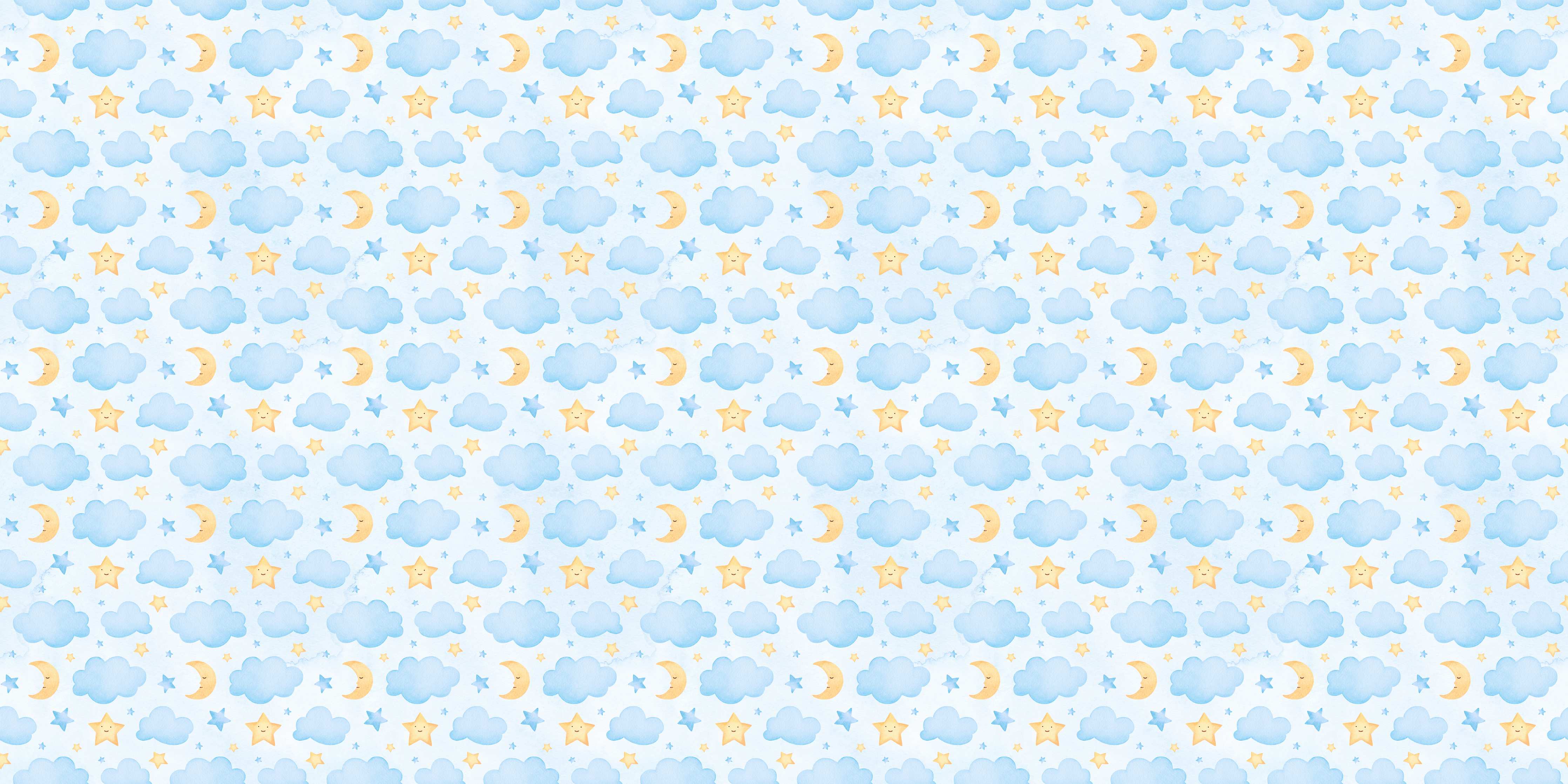 Babyzimmer Wandgestaltung-Himmel, Wolken und Sterne in zarten Pastellfarben