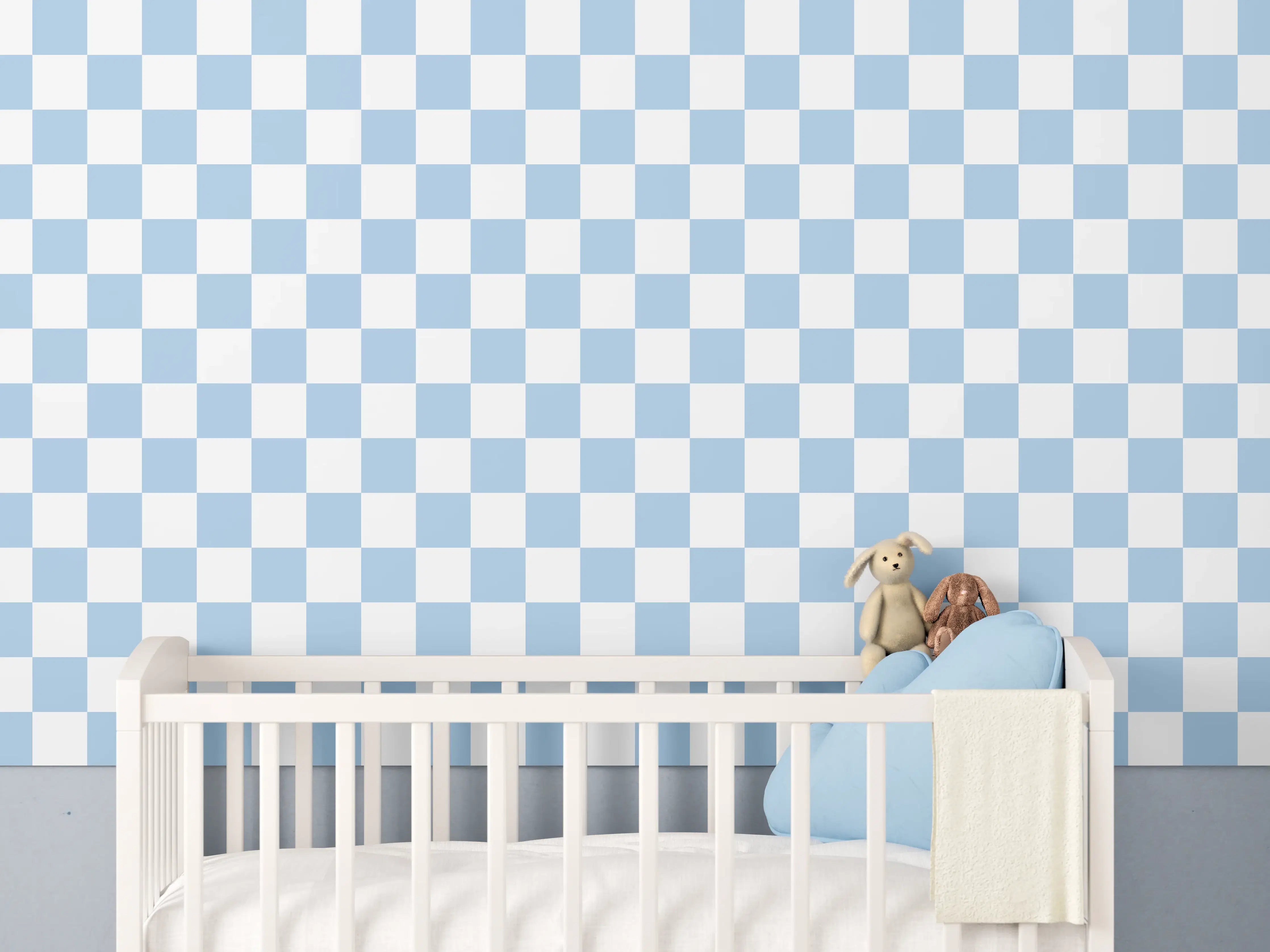 Babyzimmer Wandgestaltung - Himmelblau-Graue Fliesen