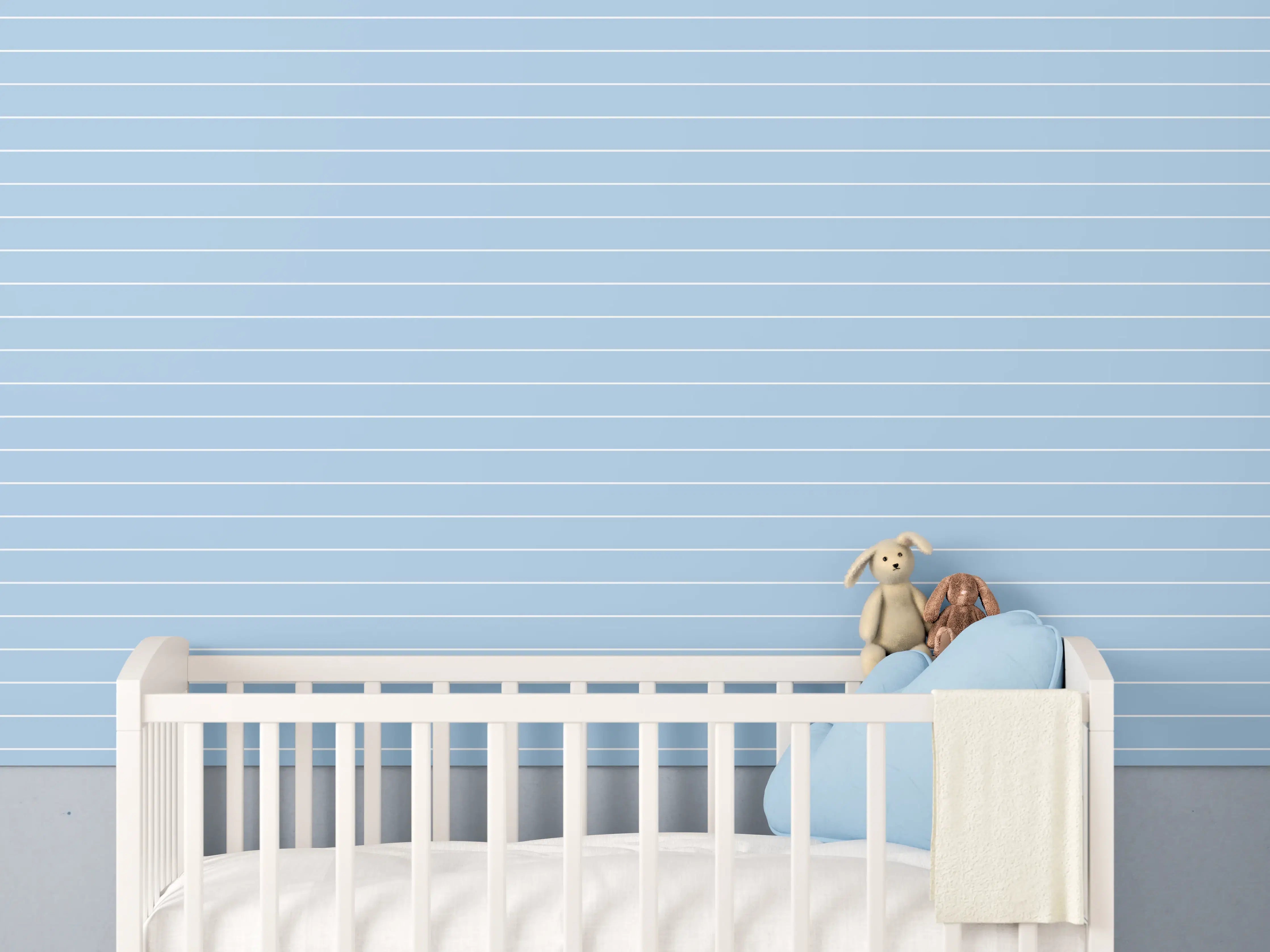 Babyzimmer Wandgestaltung - Himmelblauer Himmel mit Linien