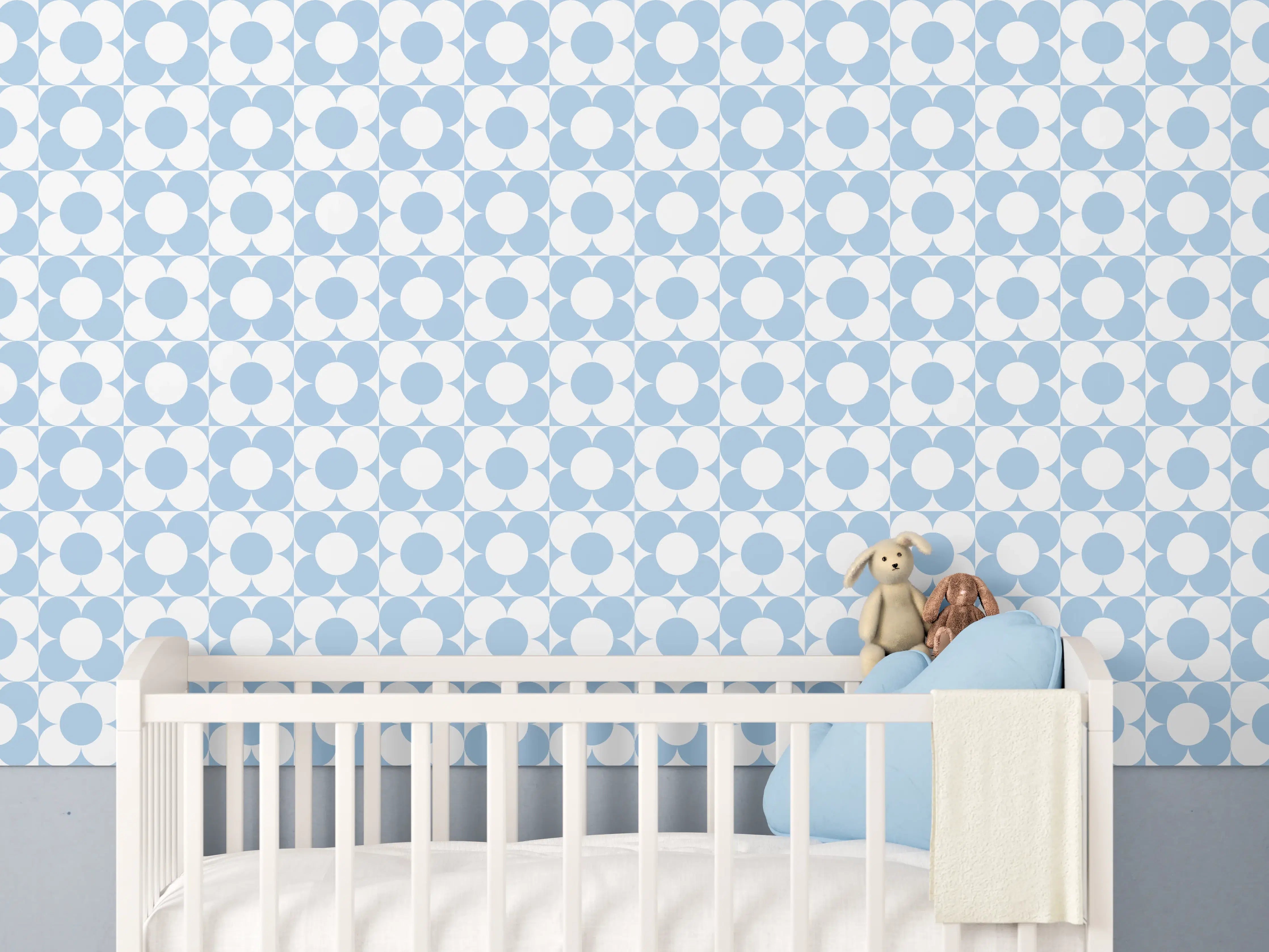 Babyzimmer Wandgestaltung - Himmelblauer Himmel mit Sonnenschein