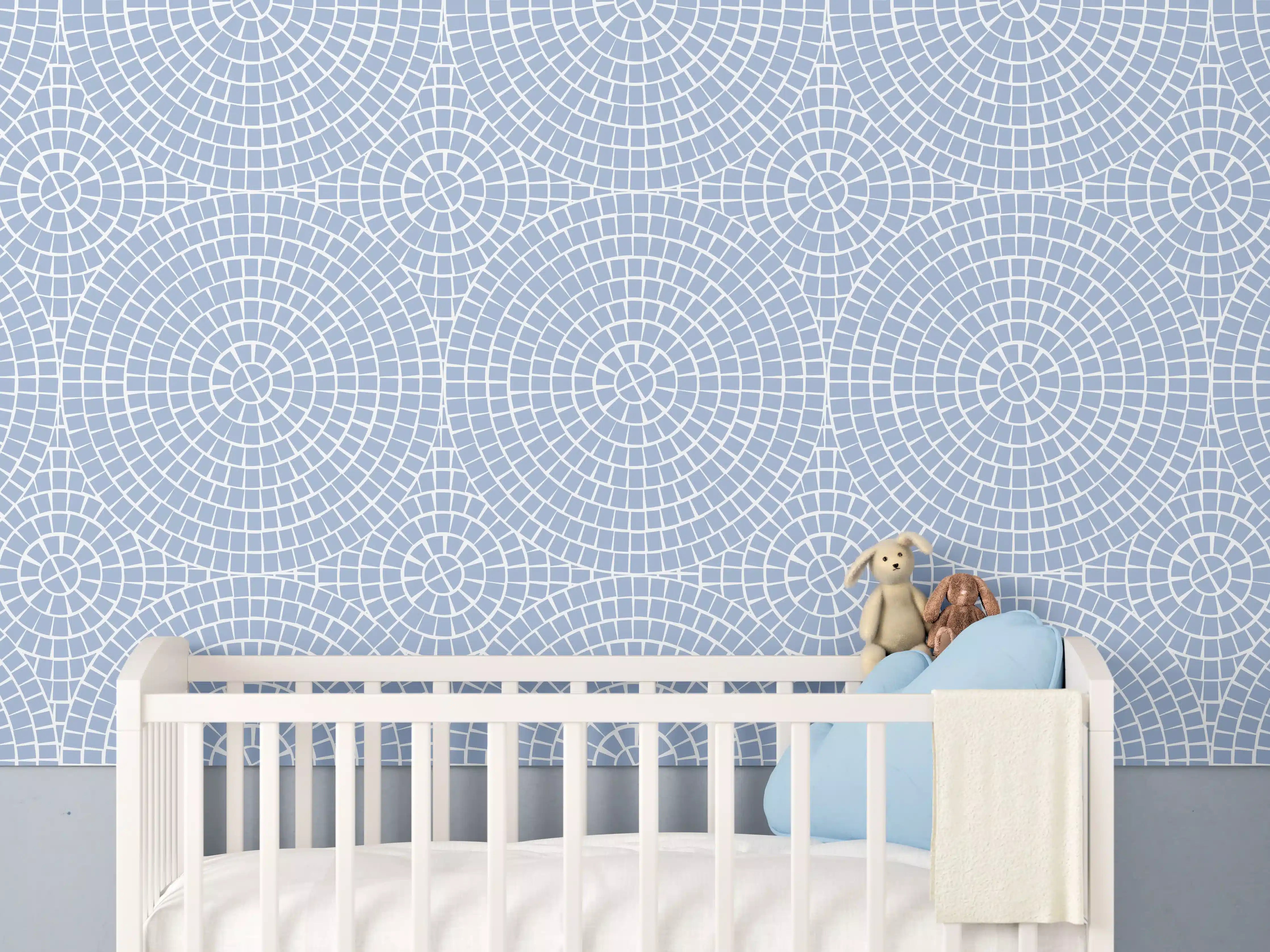Babyzimmer Wandgestaltung - Himmelblauer Mosaikkunststoff