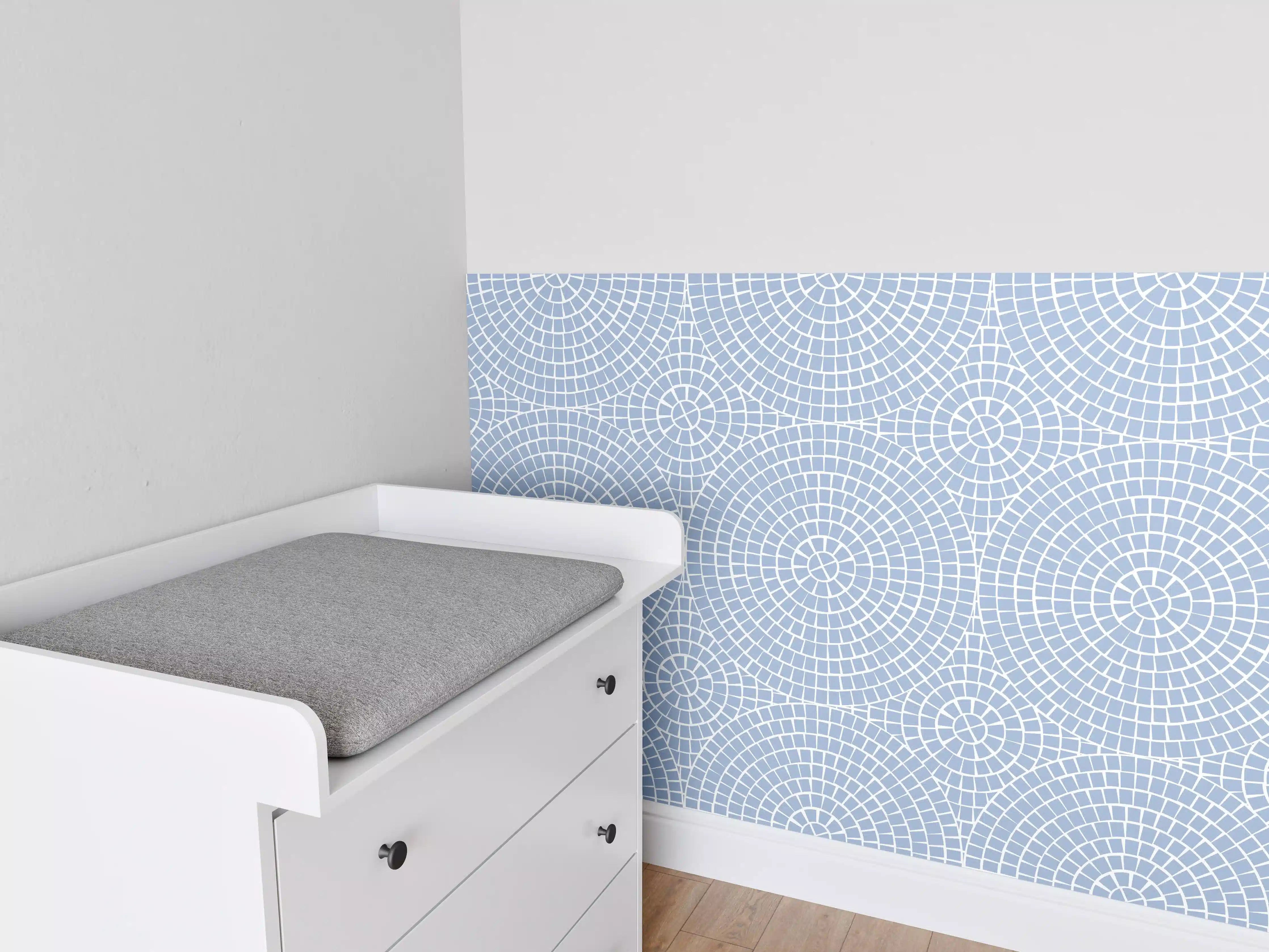 Babyzimmer Wandgestaltung - Himmelblauer Mosaikkunststoff