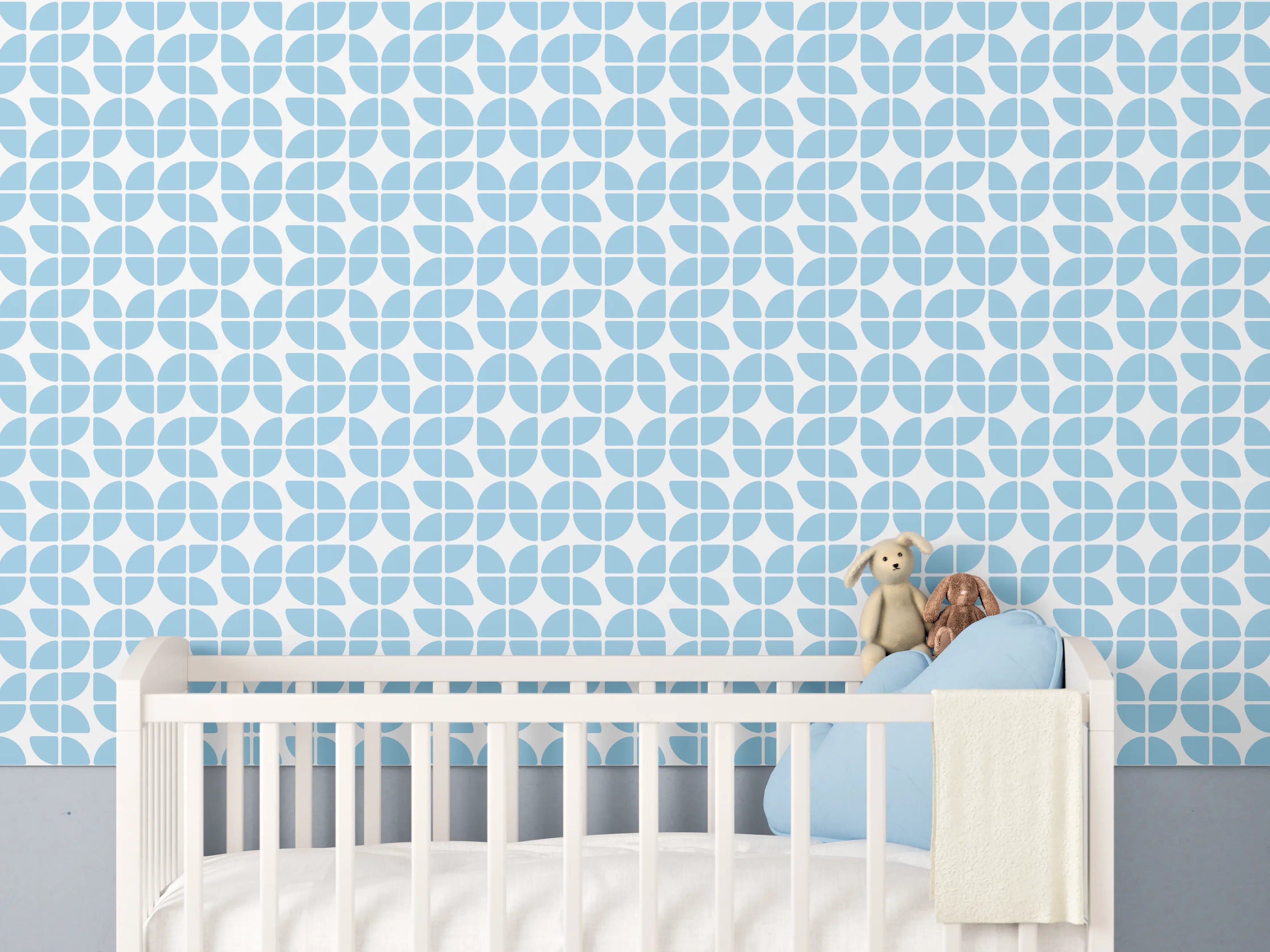 Babyzimmer Wandgestaltung - Himmelblauer, dekorativer Wandpaneel