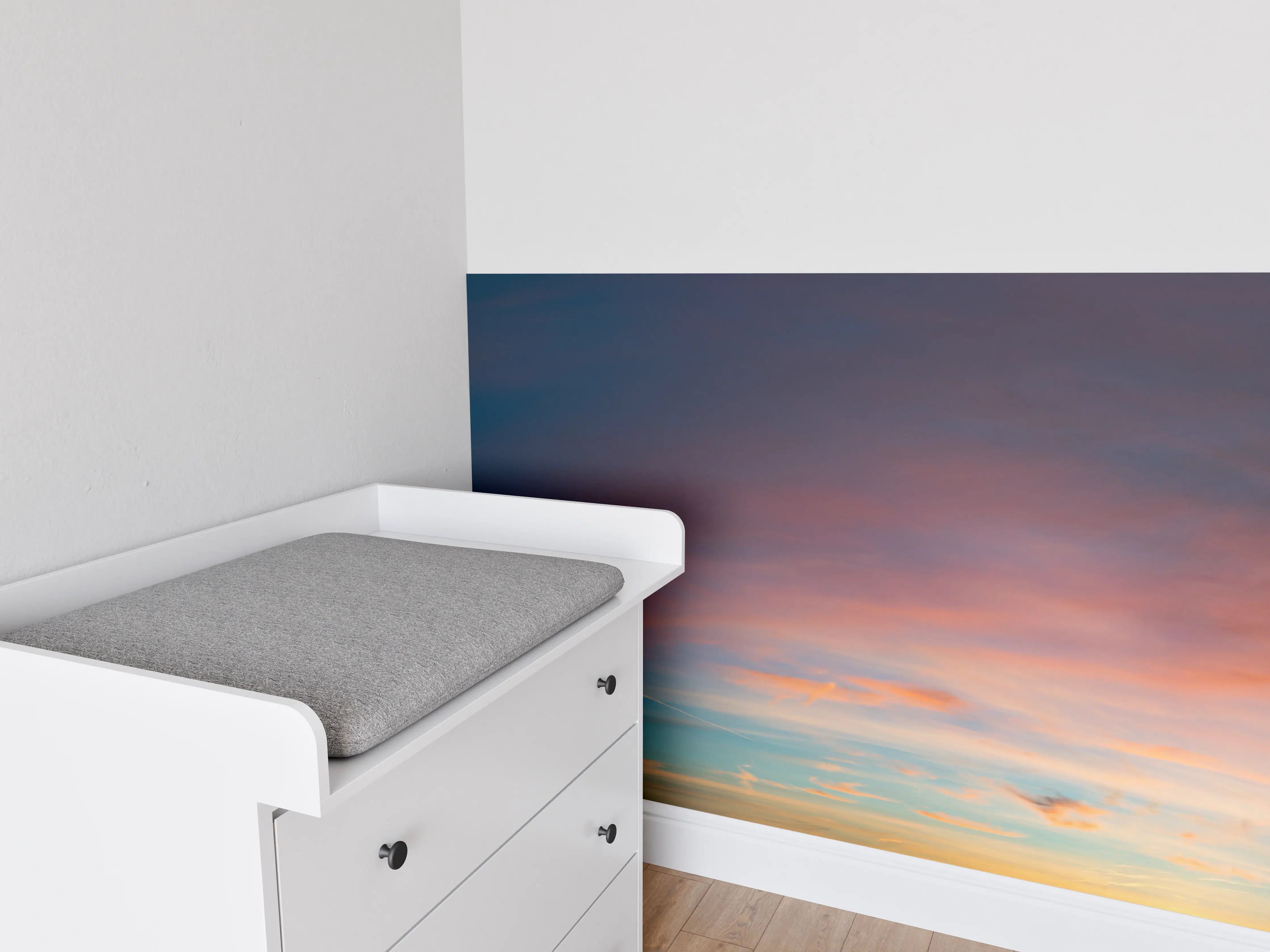 Babyzimmer Wandgestaltung - Himmelspanorama bei Sonnenuntergang
