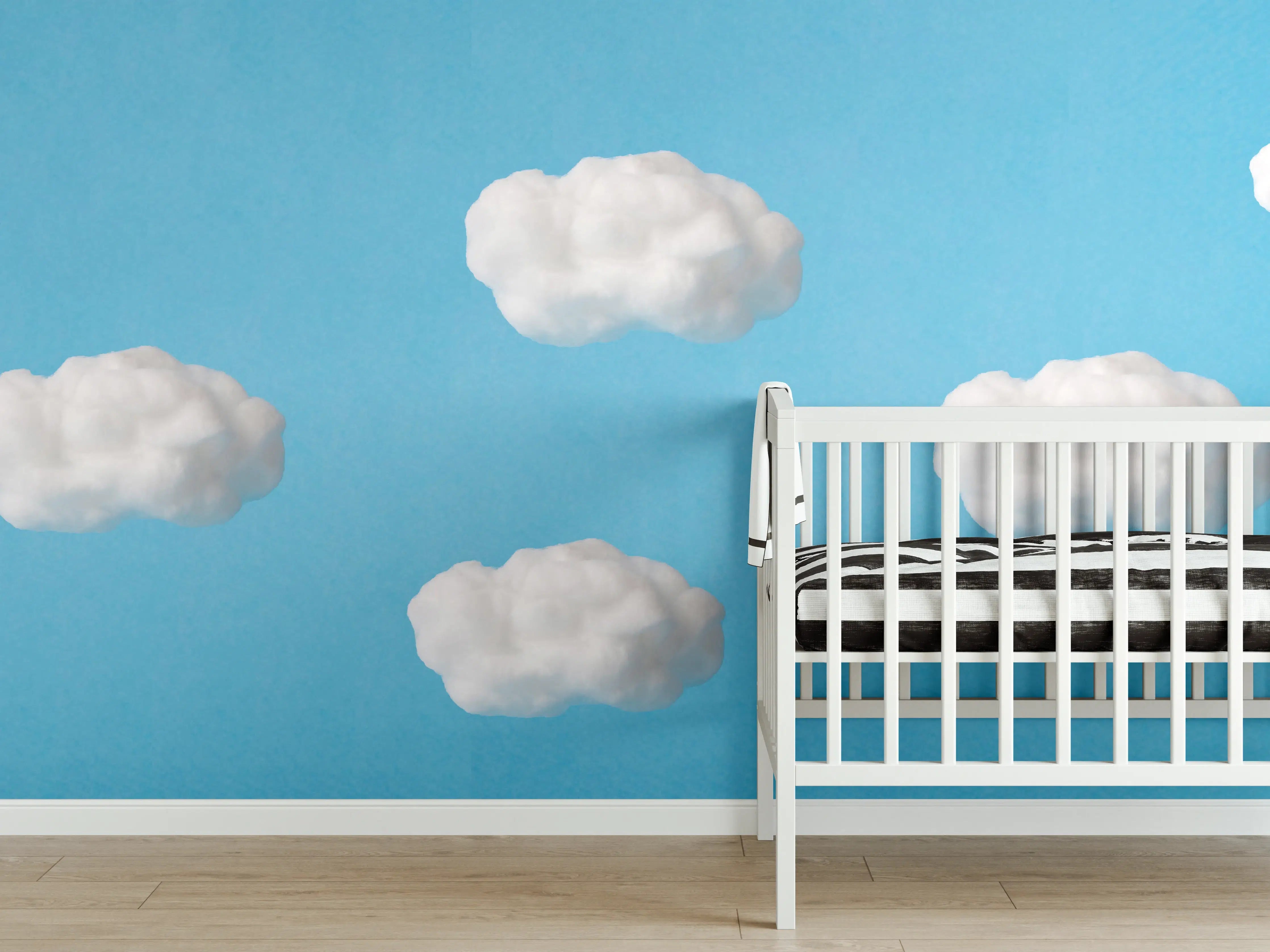 Babyzimmer Wandgestaltung - Himmelswolken in Blau