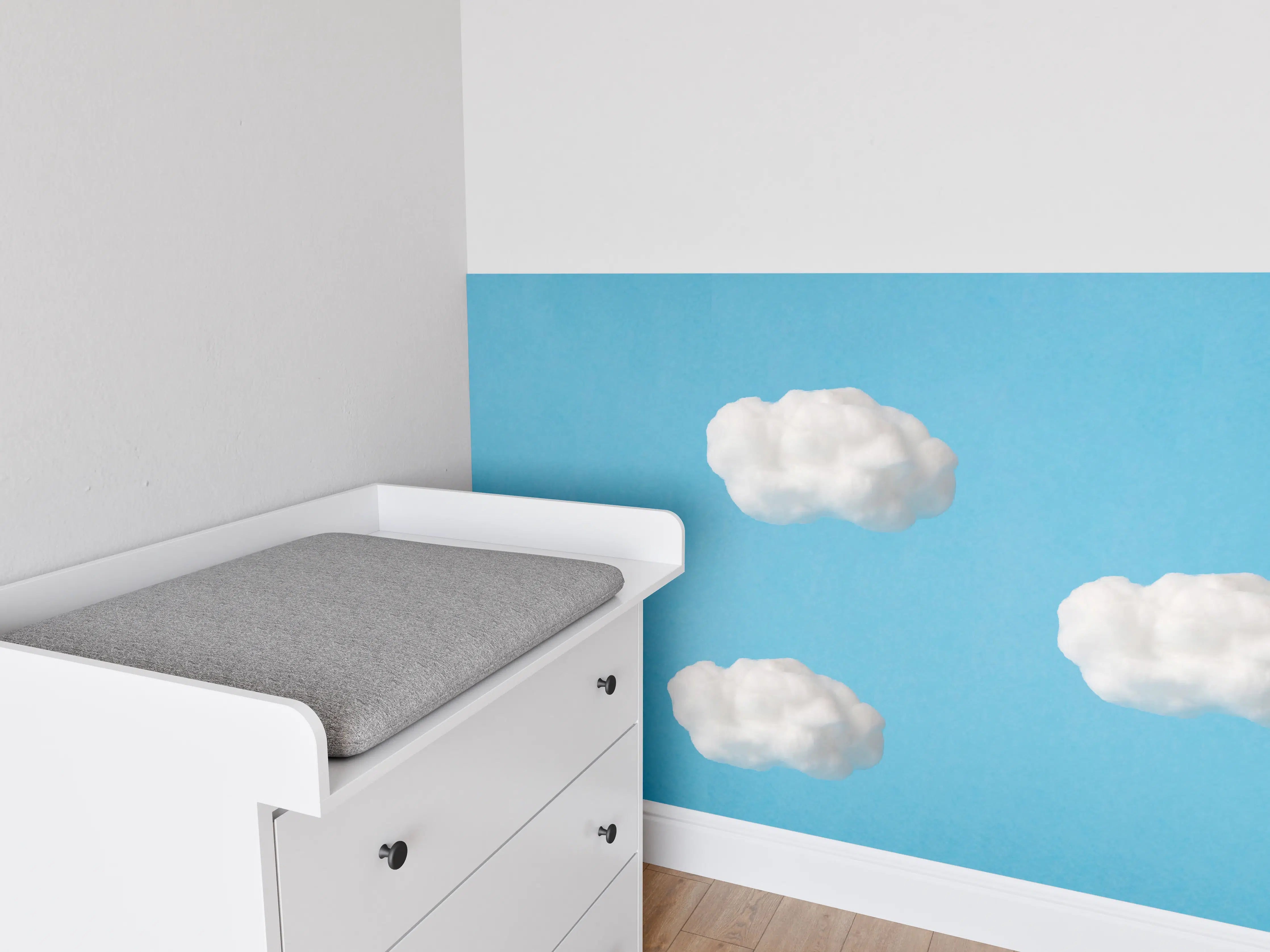 Babyzimmer Wandgestaltung - Himmelswolken in Blau