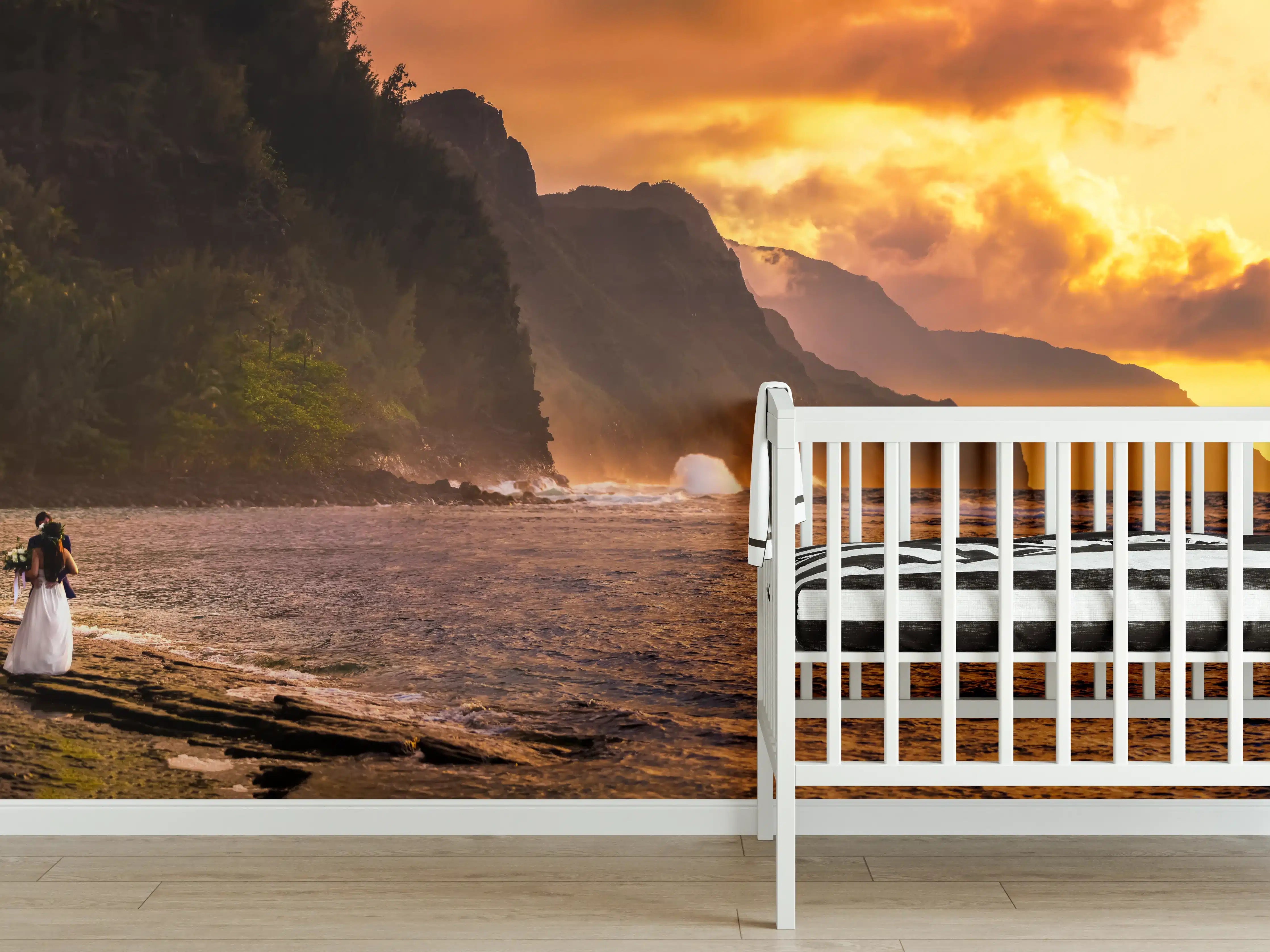 Babyzimmer Wandgestaltung - Hochzeitspaar auf Hawaii