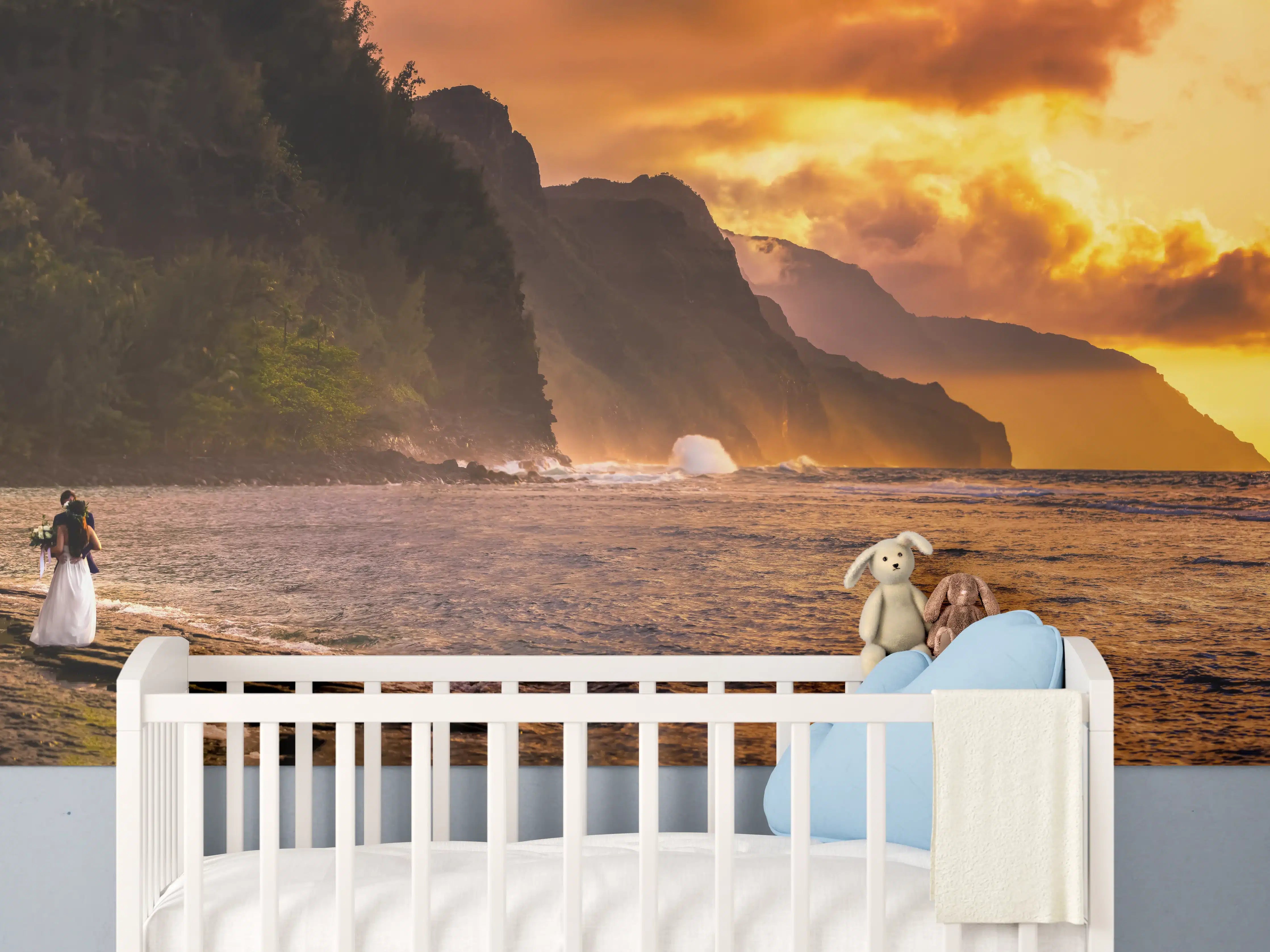 Babyzimmer Wandgestaltung - Hochzeitspaar auf Hawaii