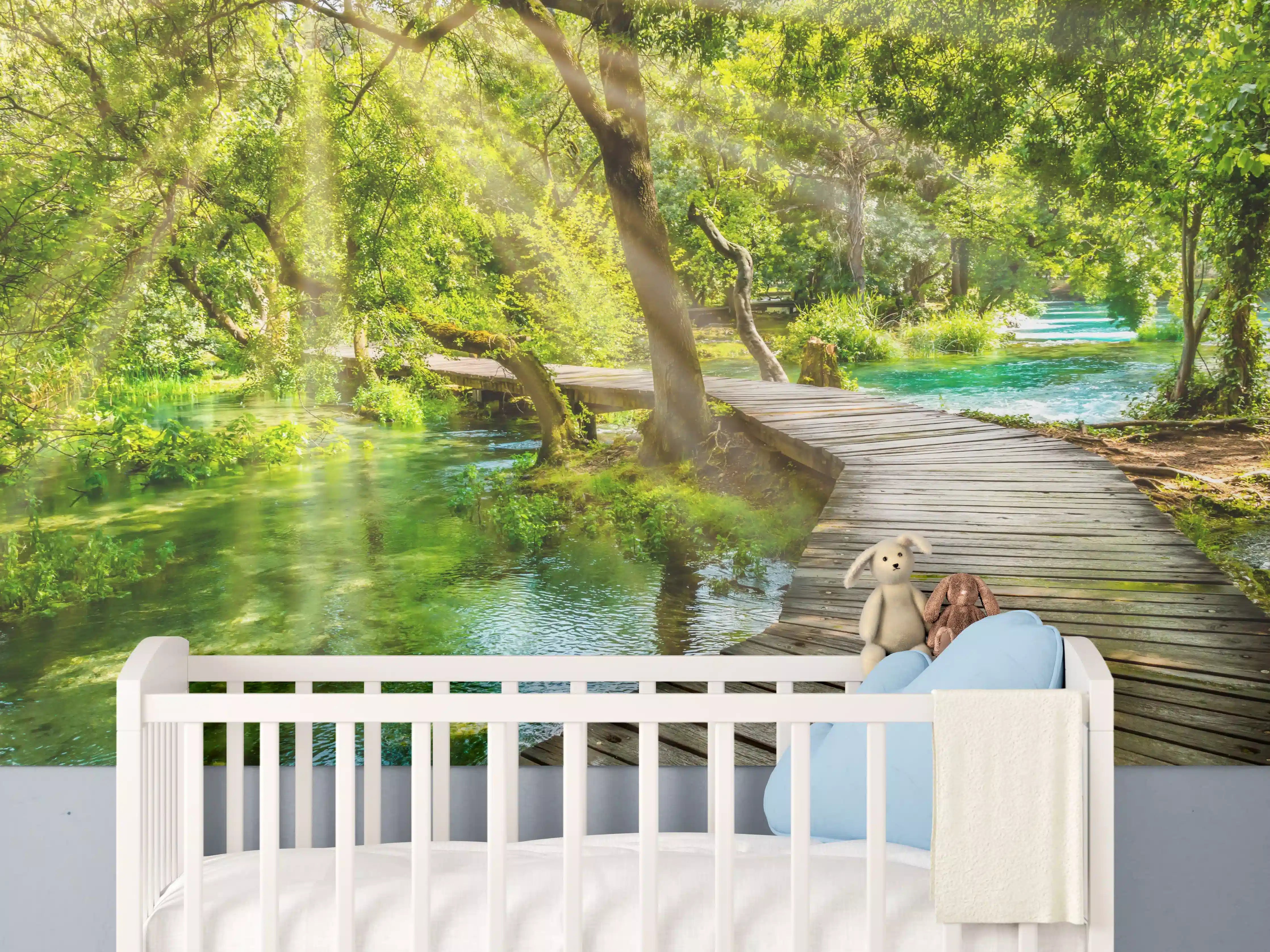 Babyzimmer Wandgestaltung - Hölzerner Fußweg über Fluss - Kroatien