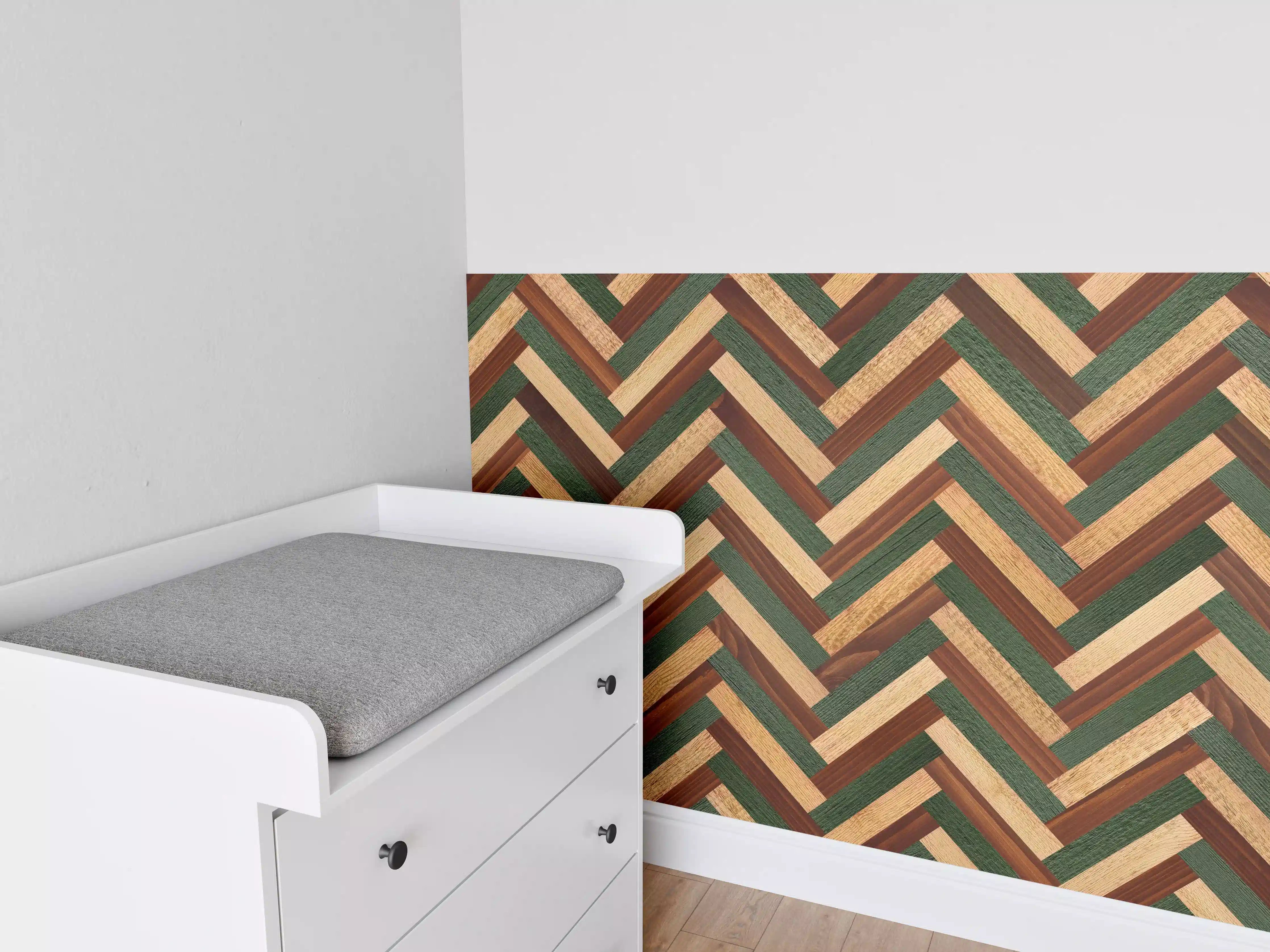 Babyzimmer Wandgestaltung - Hölzernes buntes Muster
