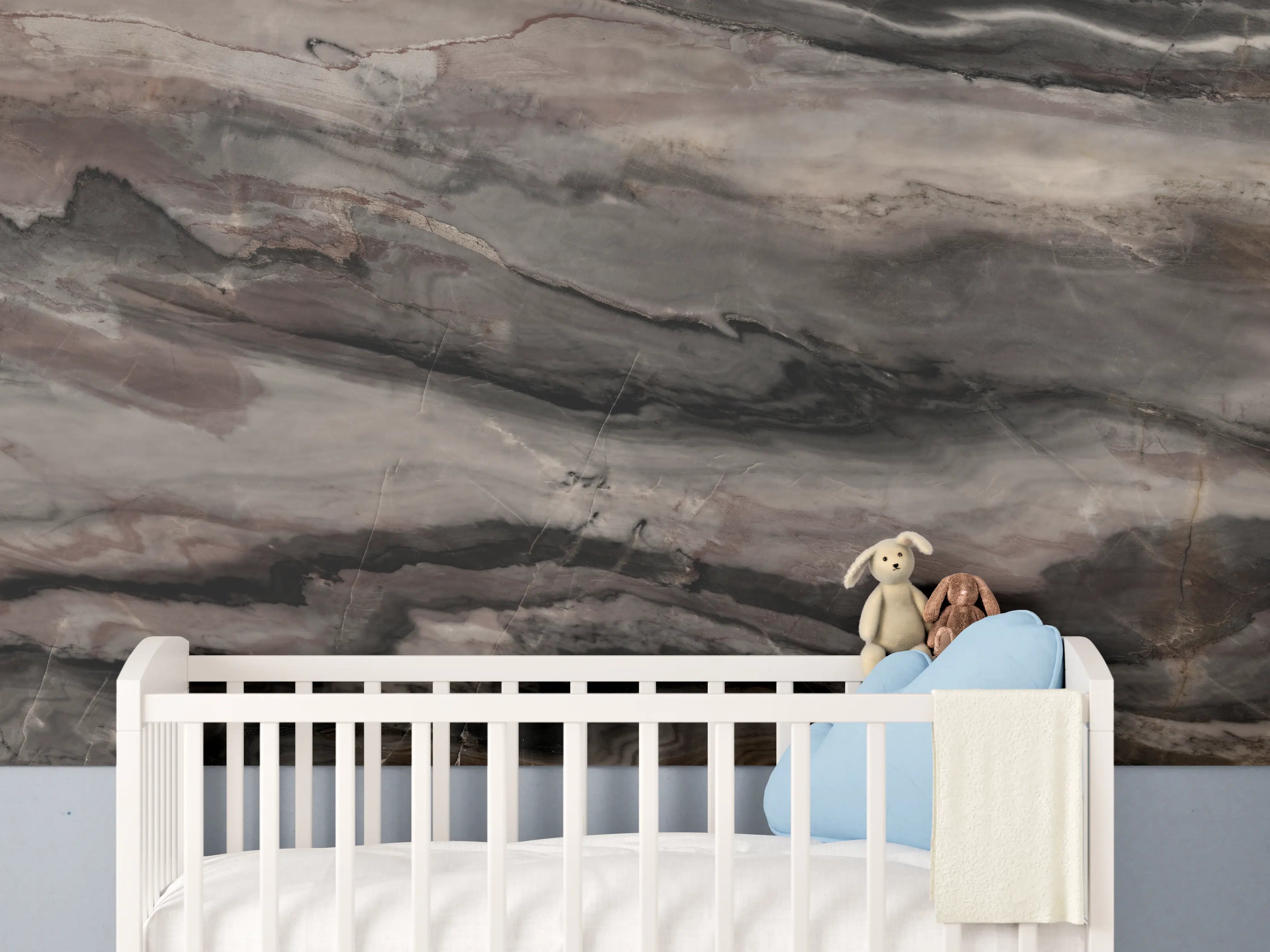Babyzimmer Wandgestaltung - Holz-Marmor Textur