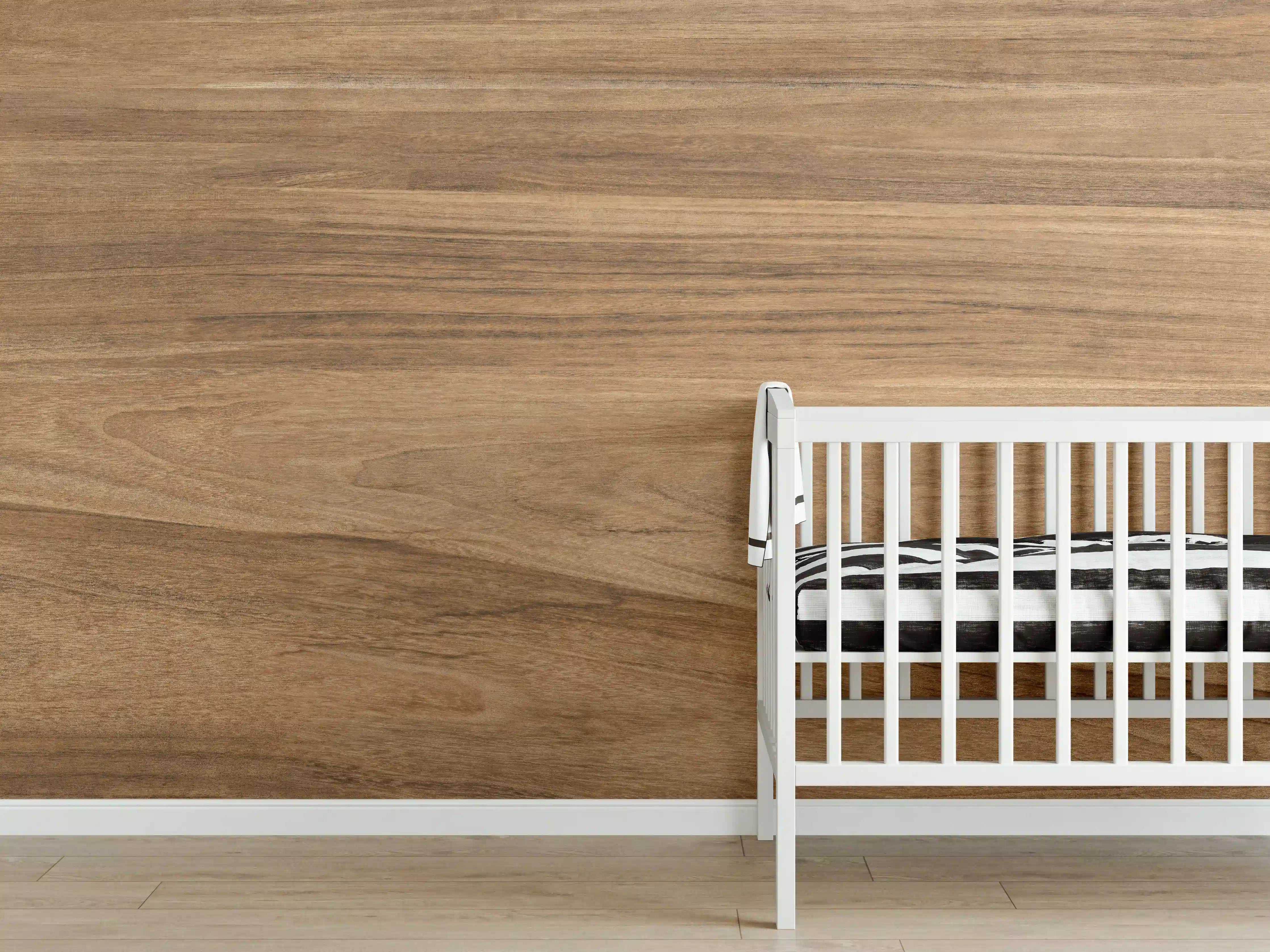 Babyzimmer Wandgestaltung - Holz-Natur Muster