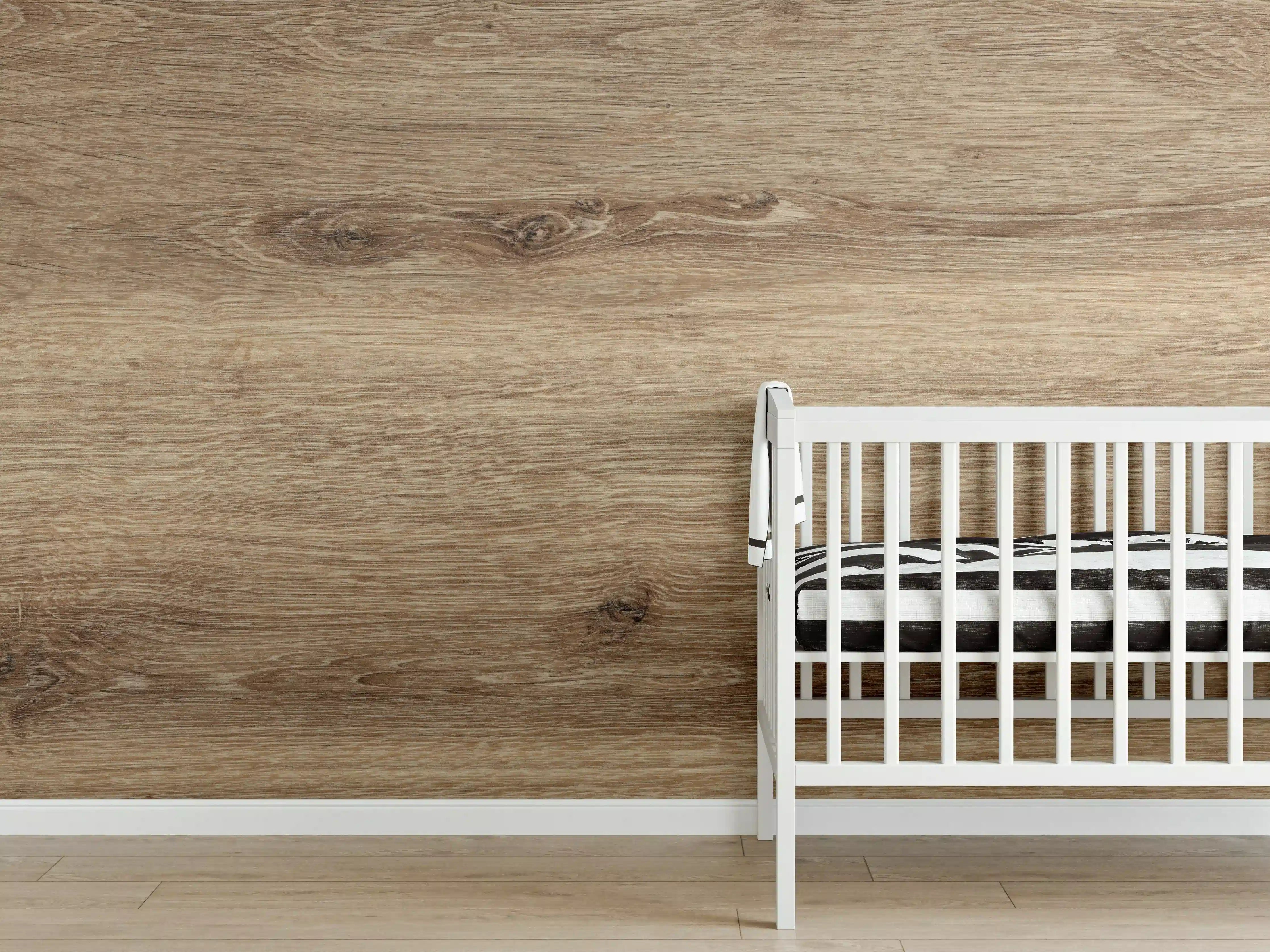Babyzimmer Wandgestaltung - Holz-Optik Naturfarbe