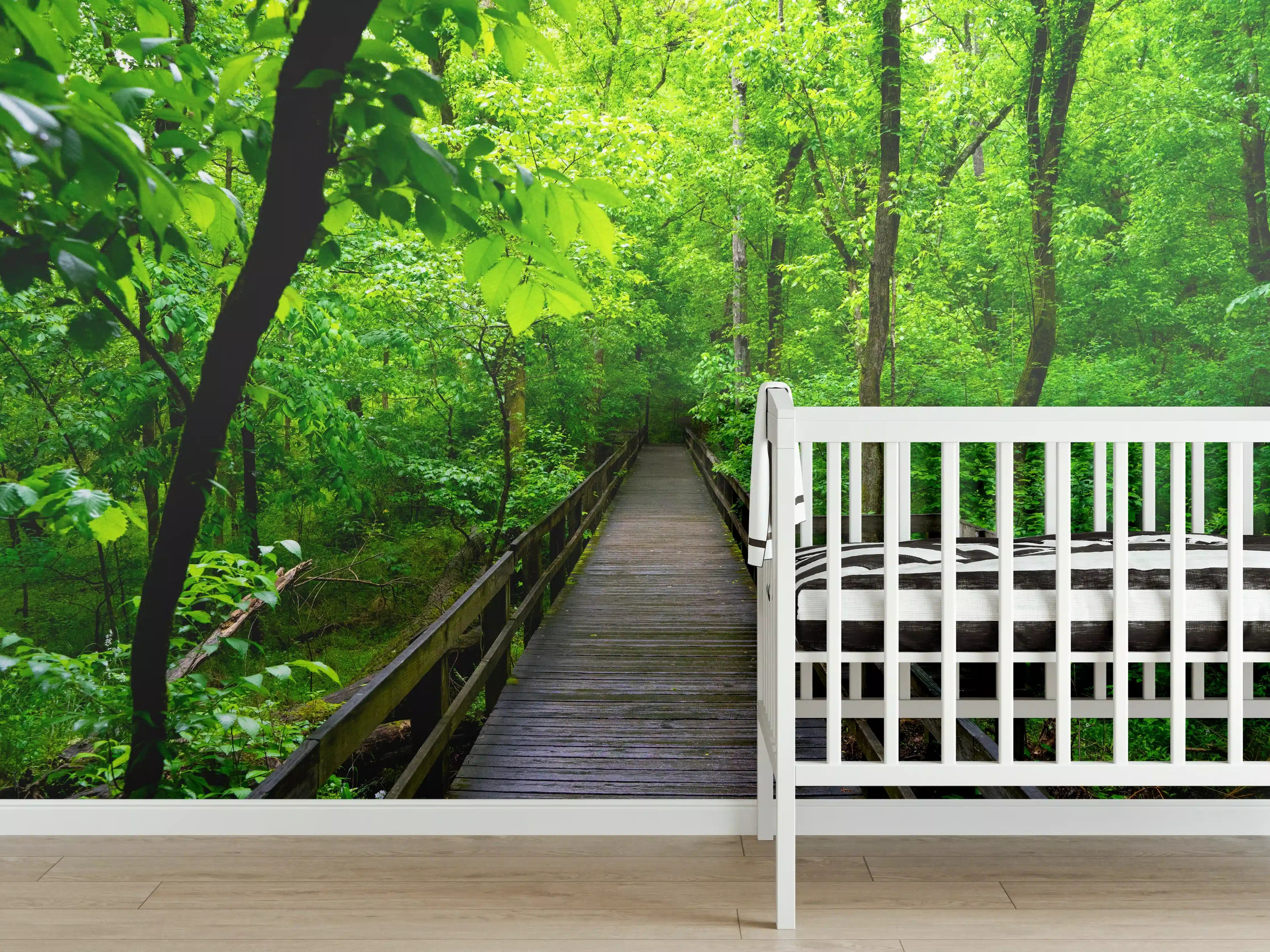 Babyzimmer Wandgestaltung - Holzbrücke im Wald - Congaree Nationalpark