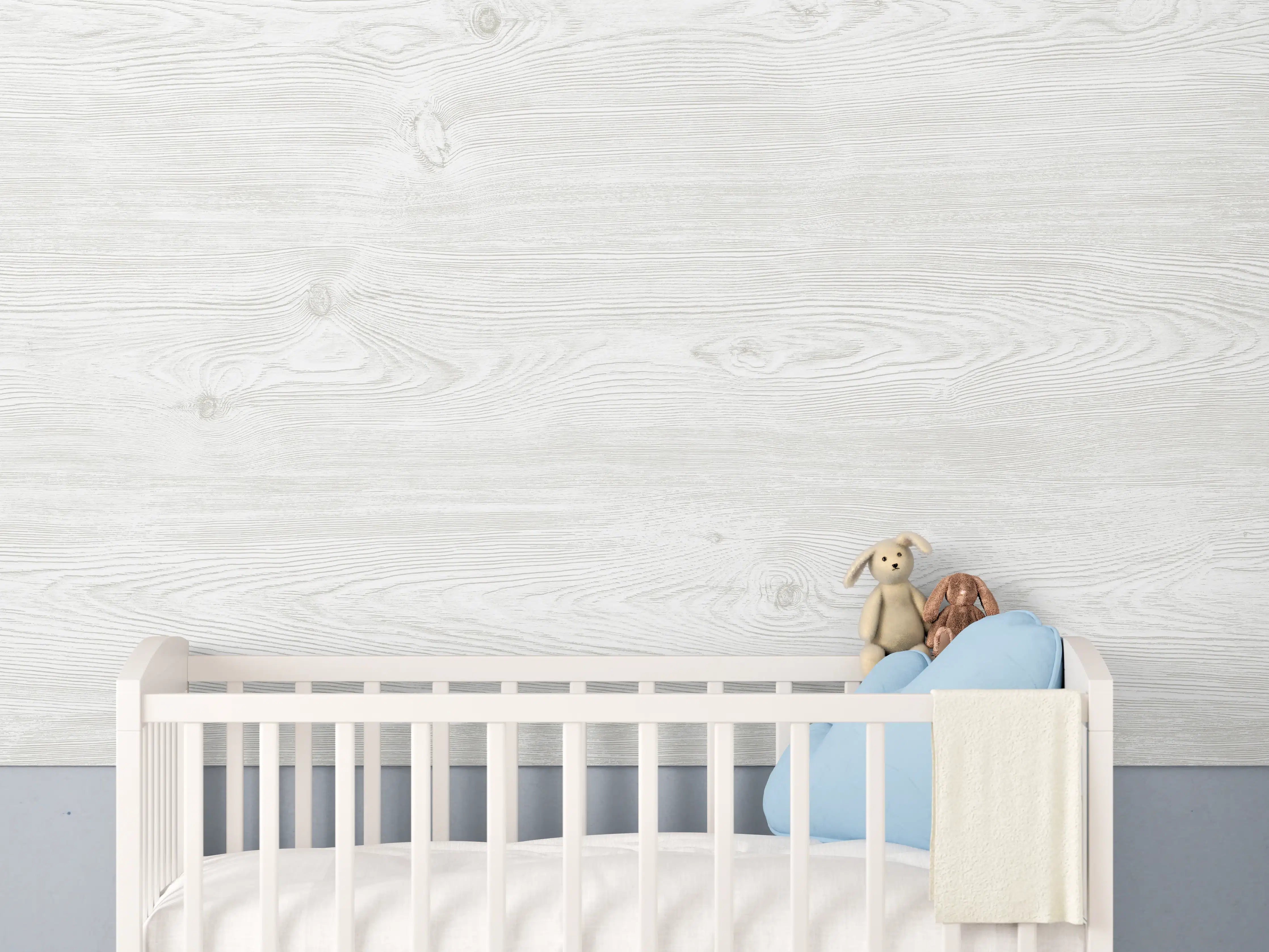 Babyzimmer Wandgestaltung - Holzoptik - hell