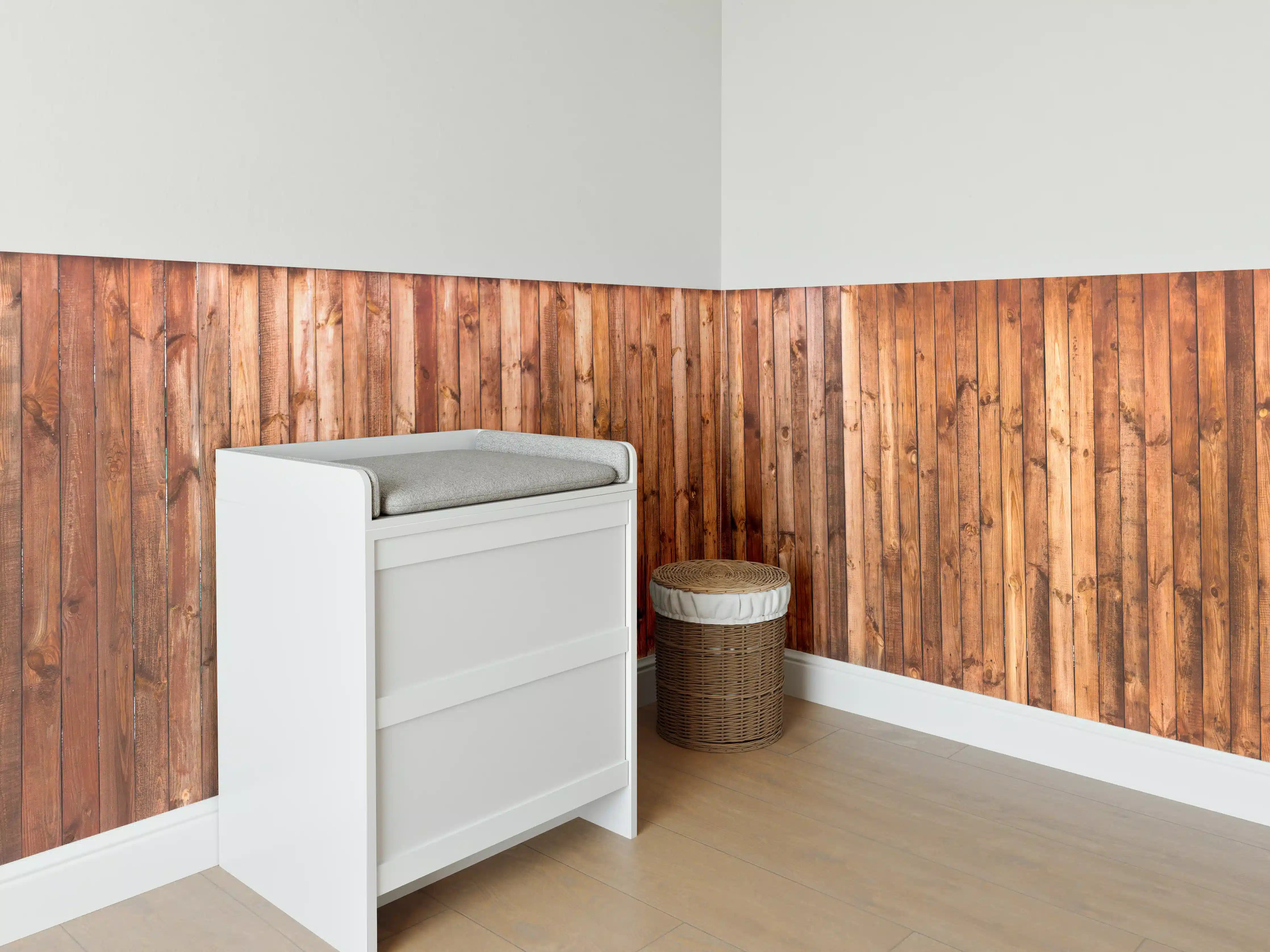 Babyzimmer Wandgestaltung - Holzstruktur Planken Panorama