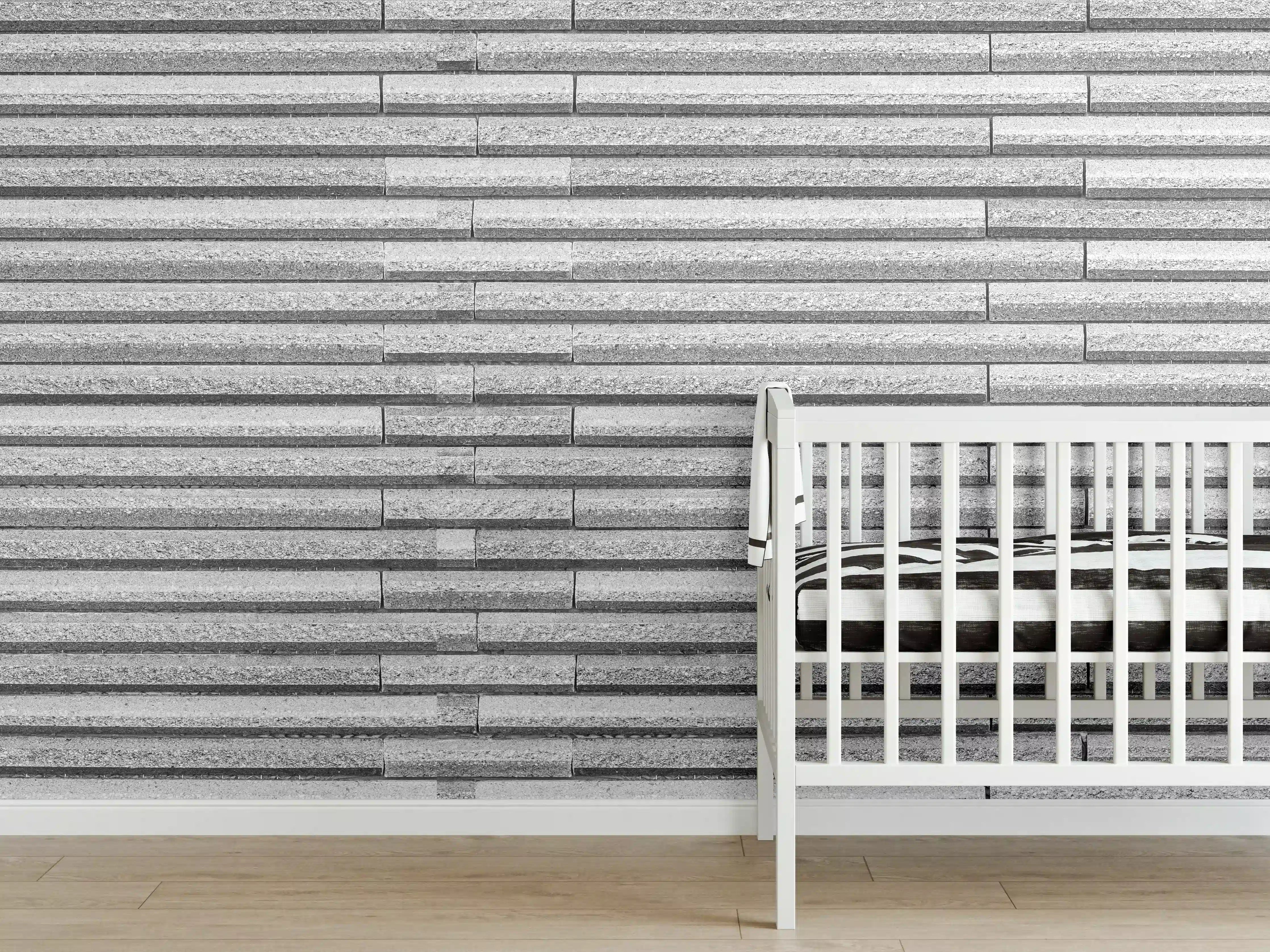 Babyzimmer Wandgestaltung - Horizontale weiße Steinwand Textur