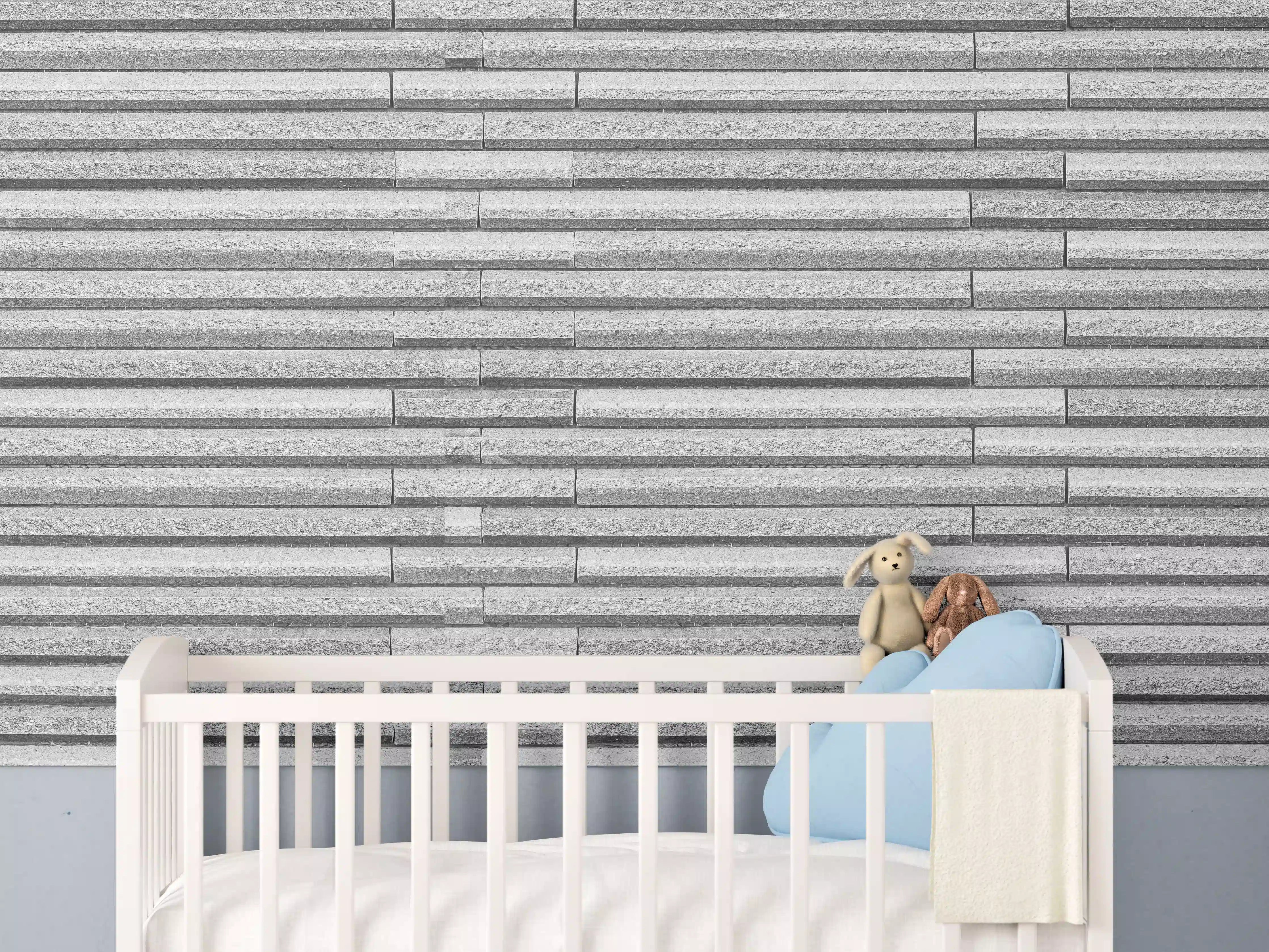 Babyzimmer Wandgestaltung - Horizontale weiße Steinwand Textur