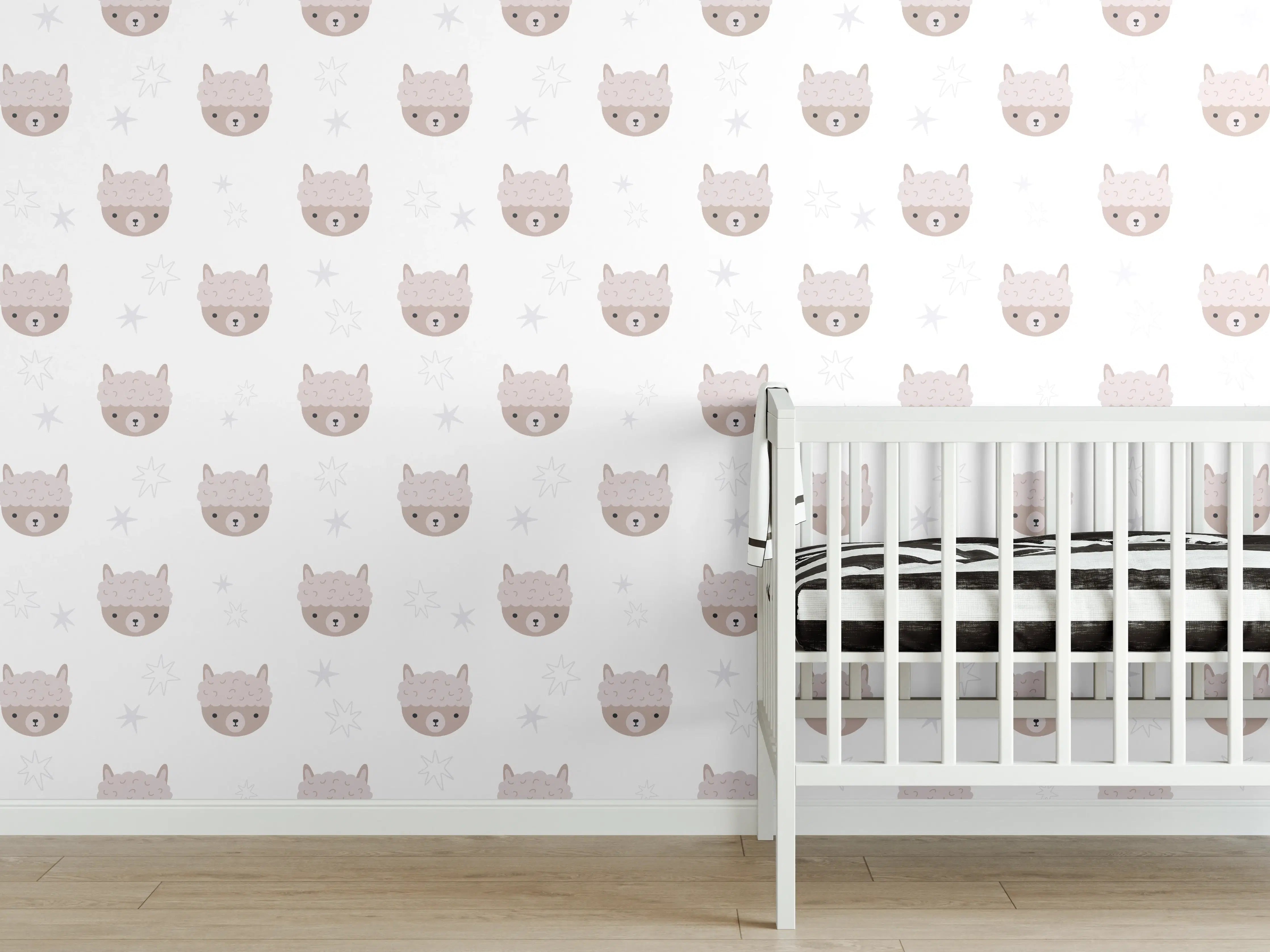 Babyzimmer Wandgestaltung - Hübsches Katzenmuster in sanften Farben