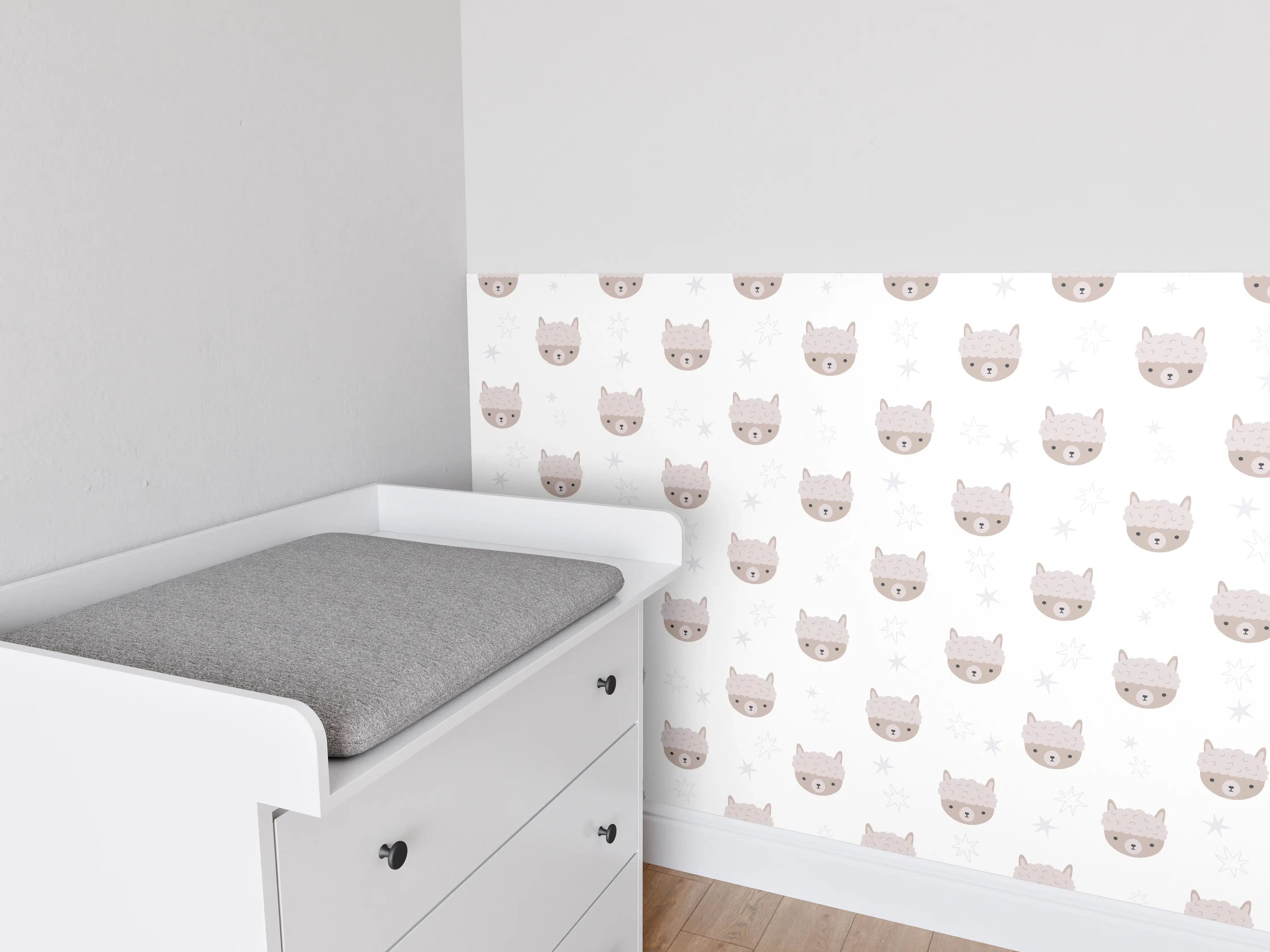 Babyzimmer Wandgestaltung - Hübsches Katzenmuster in sanften Farben