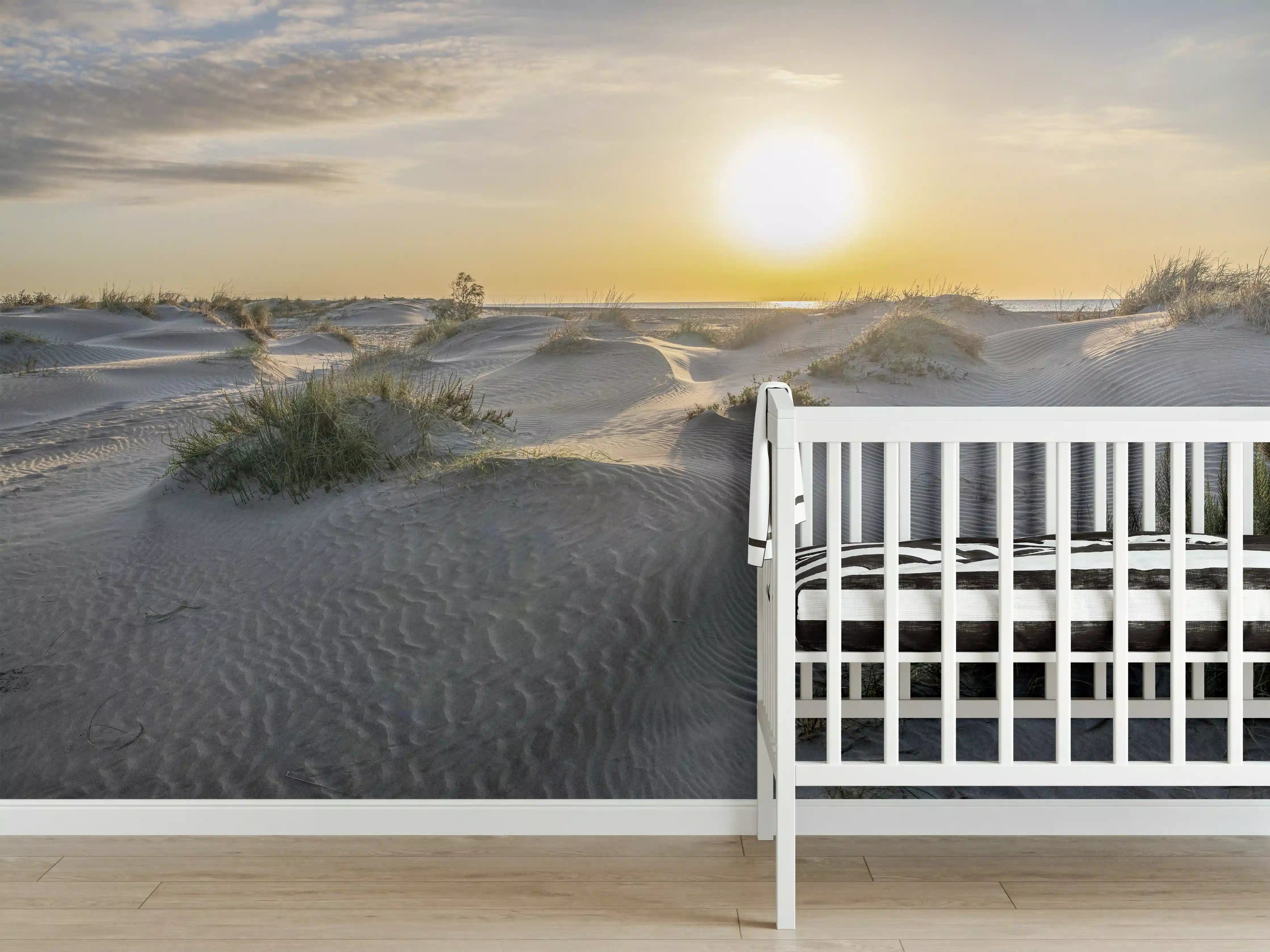 Babyzimmer Wandgestaltung - Idyllische Küstenlandschaft bei Sonnenuntergang
