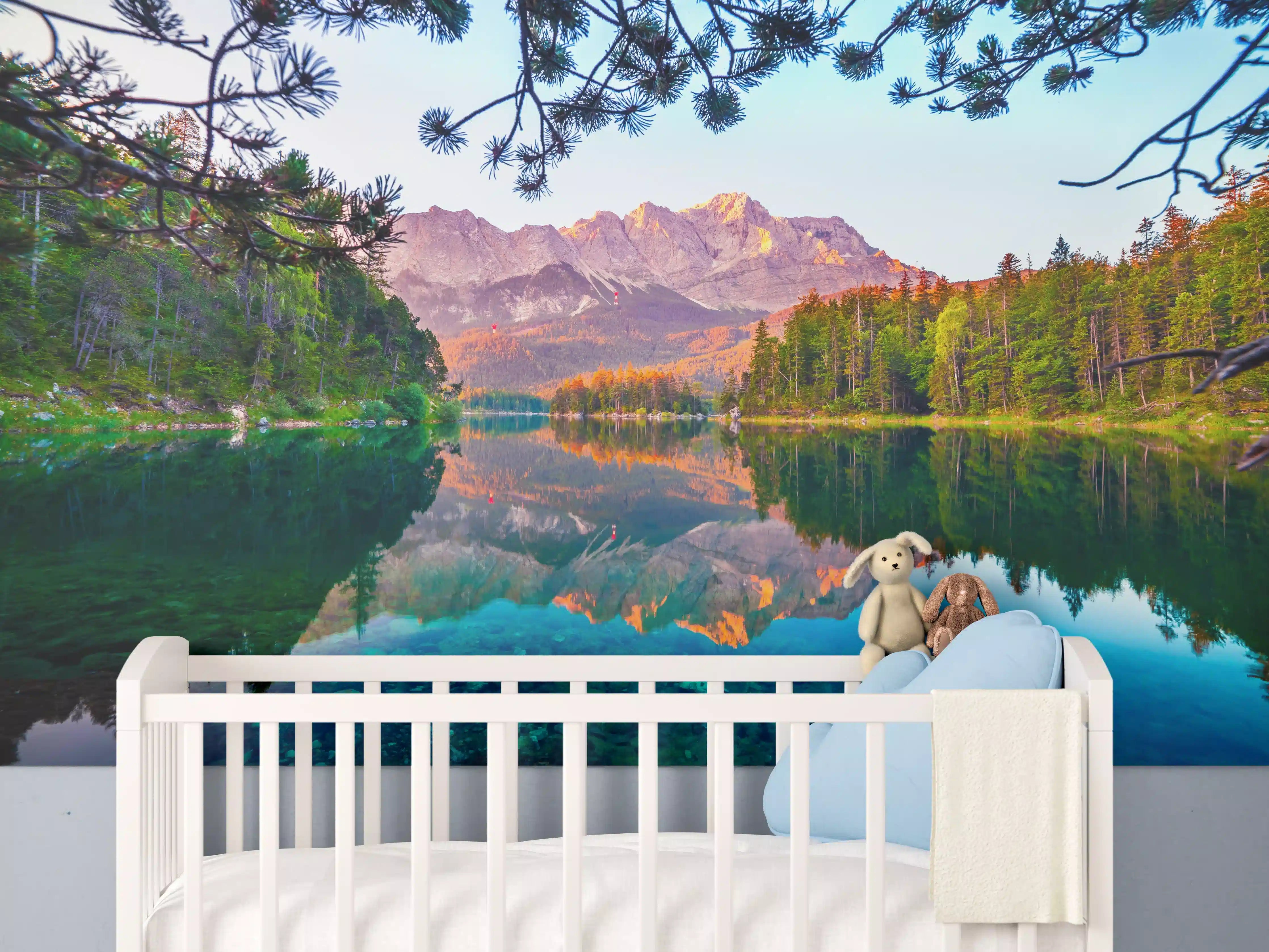 Babyzimmer Wandgestaltung - Idyllischer Sommermorgen am Eibsee