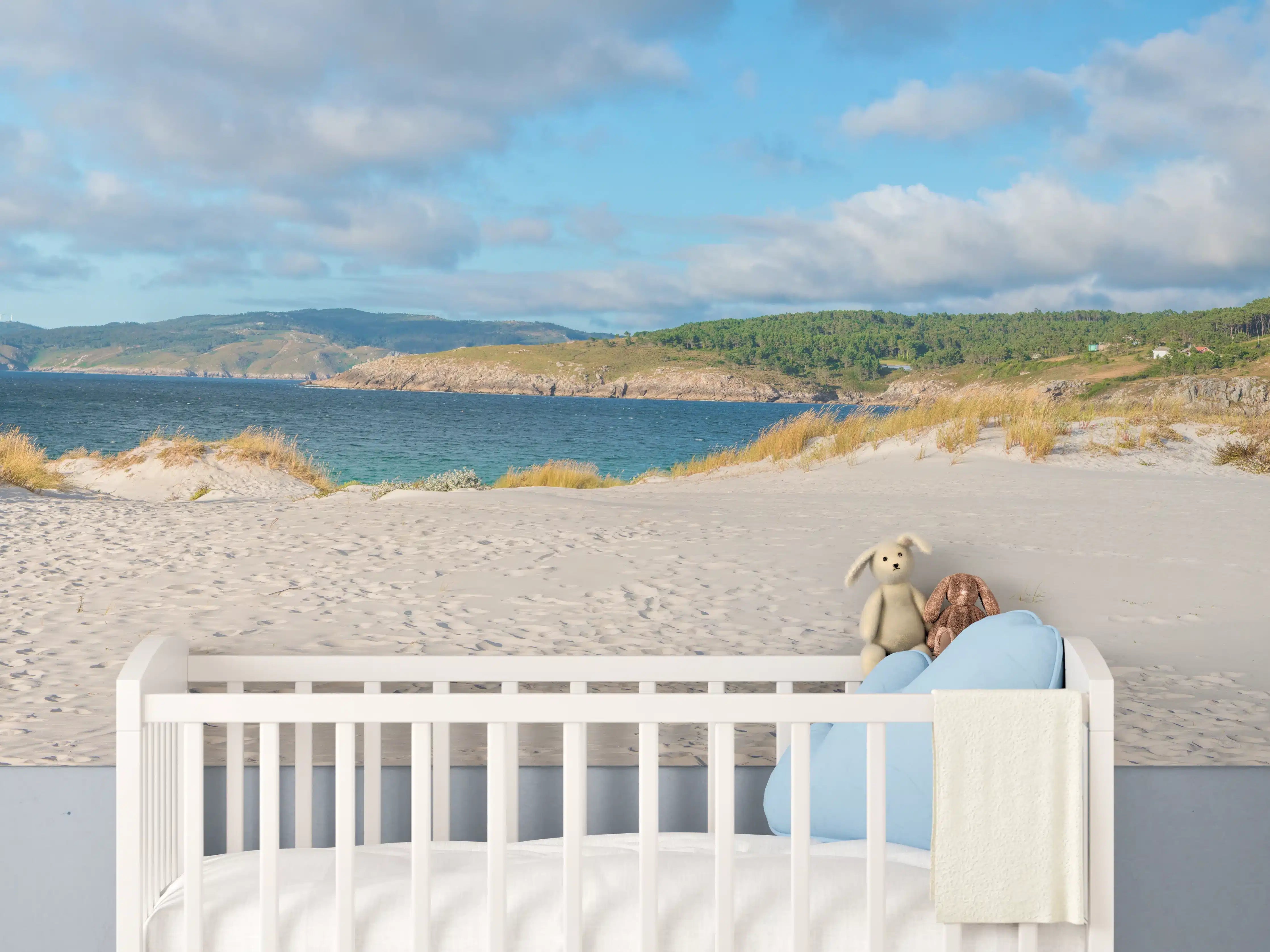 Babyzimmer Wandgestaltung - Idyllischer Strand mit sanften Sanddünen