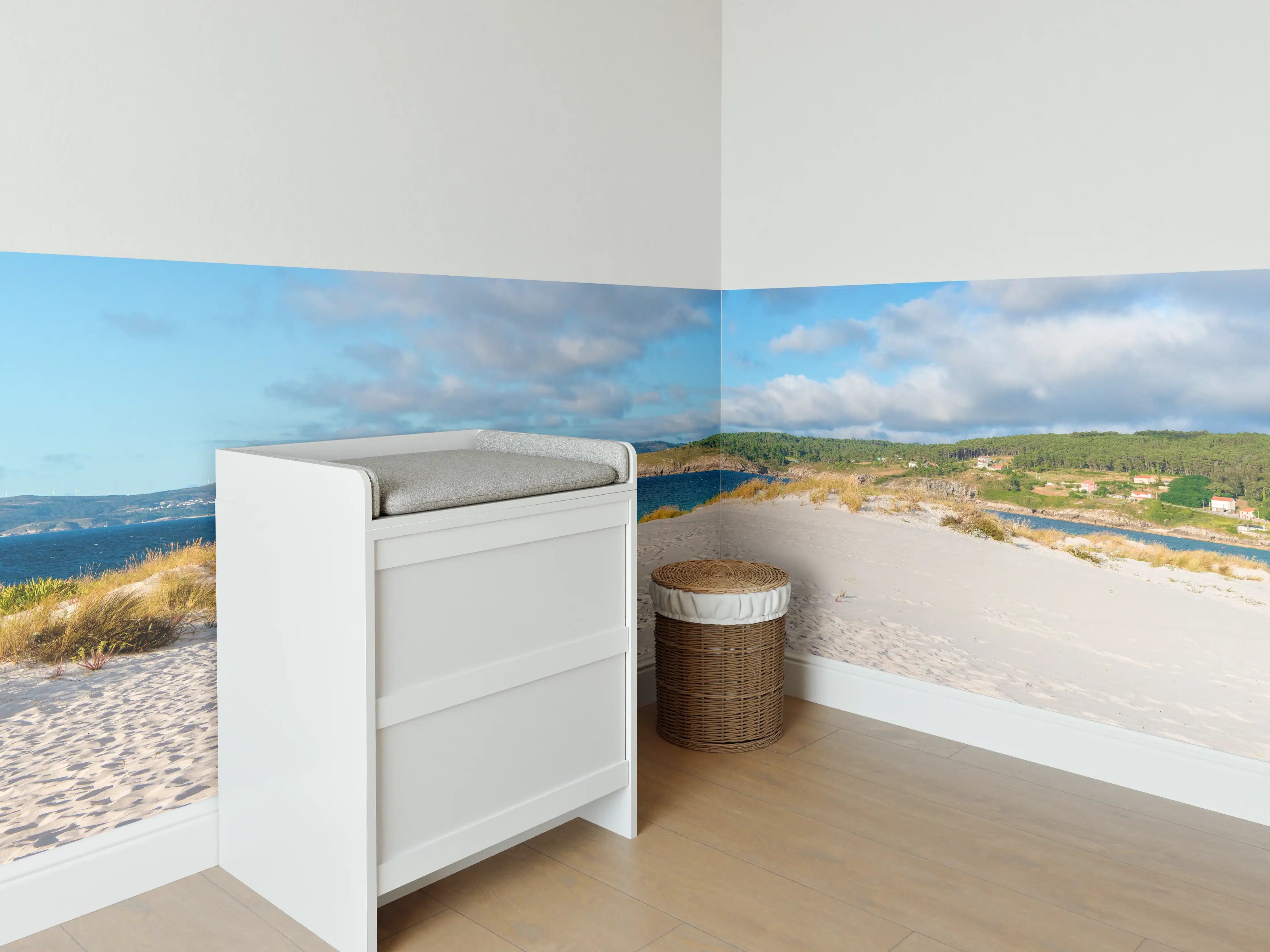 Babyzimmer Wandgestaltung - Idyllischer Strand mit sanften Sanddünen