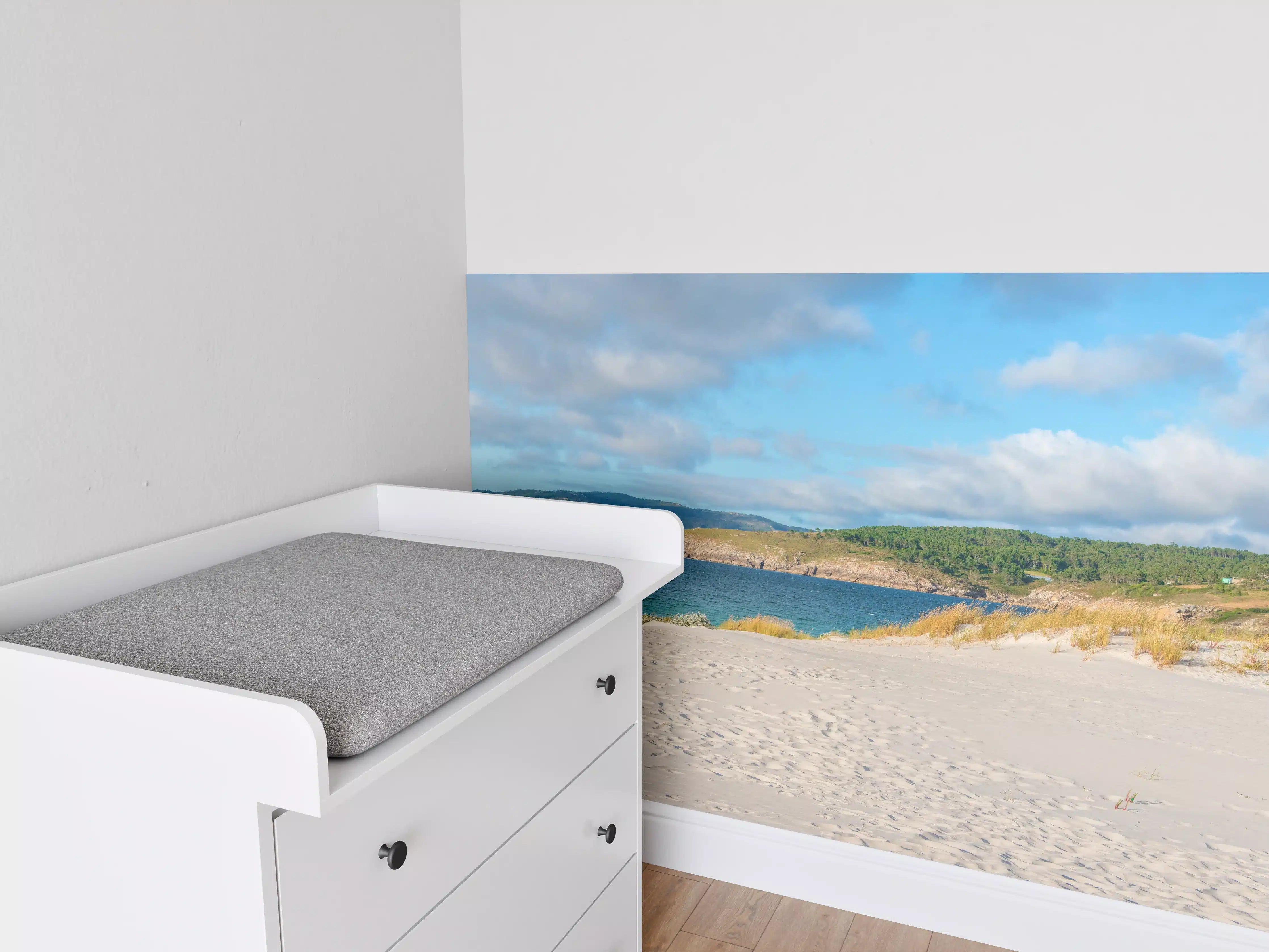 Babyzimmer Wandgestaltung - Idyllischer Strand mit sanften Sanddünen