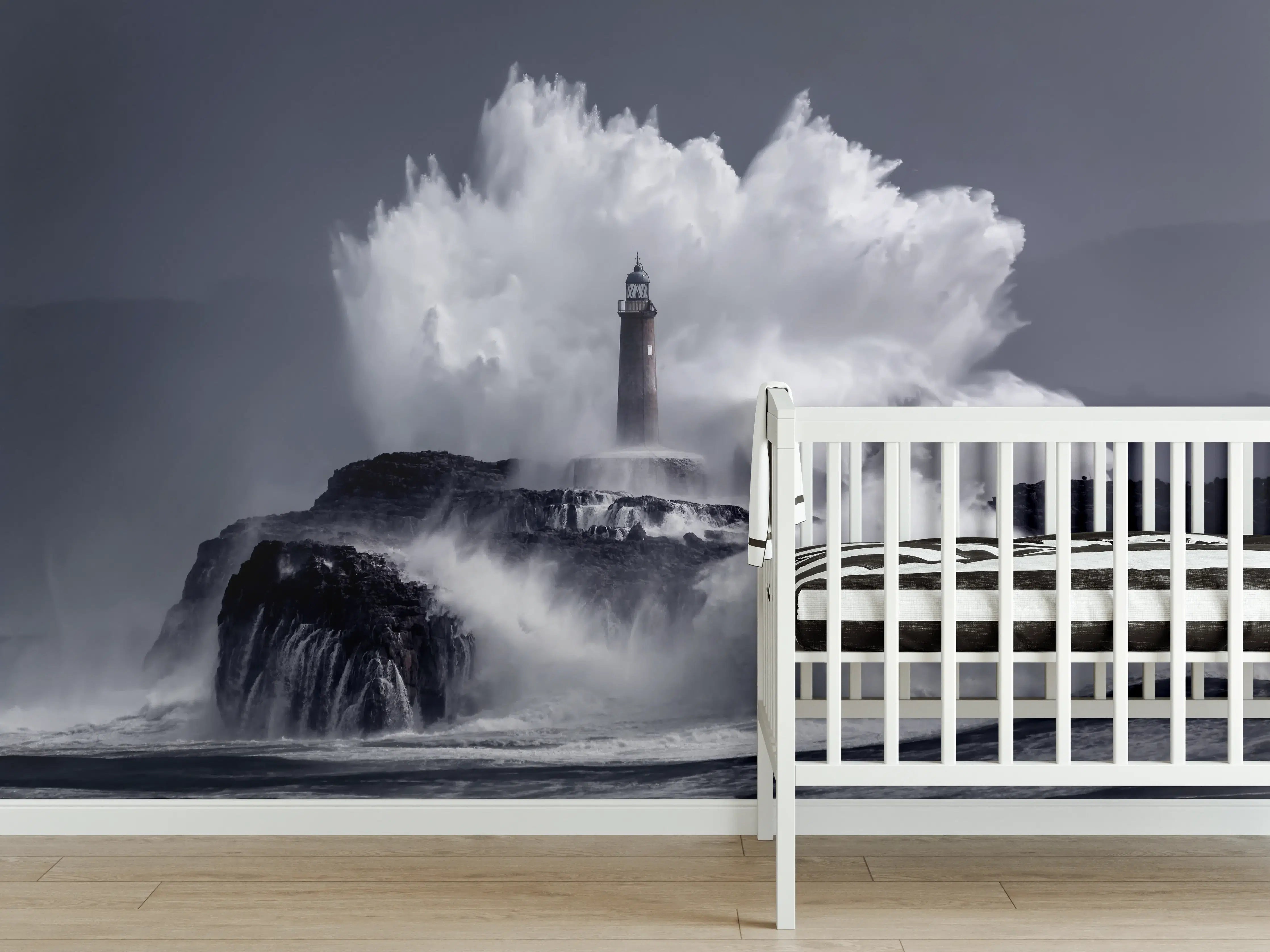Babyzimmer Wandgestaltung - Insel mit großen Wellen