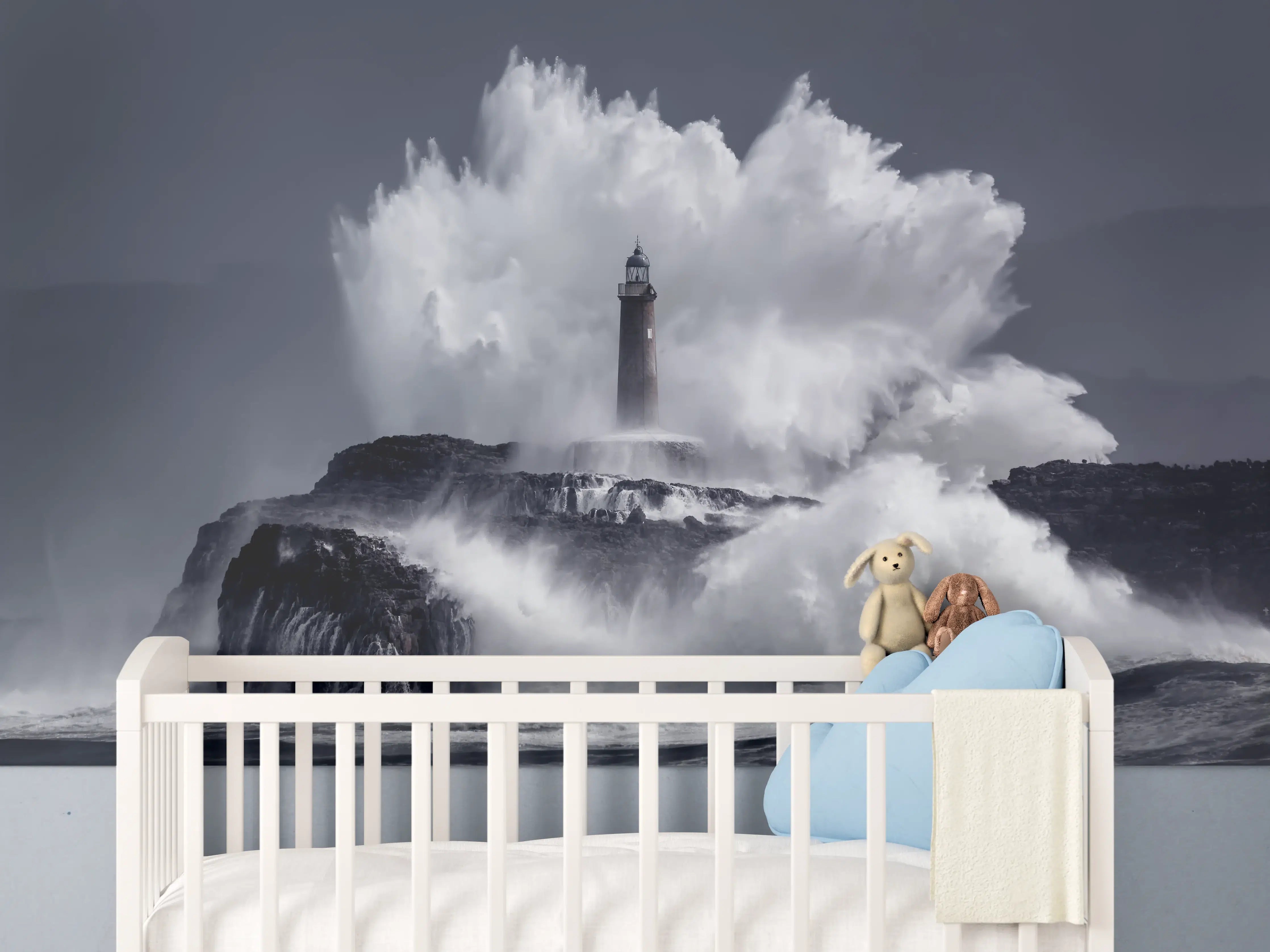 Babyzimmer Wandgestaltung - Insel mit großen Wellen