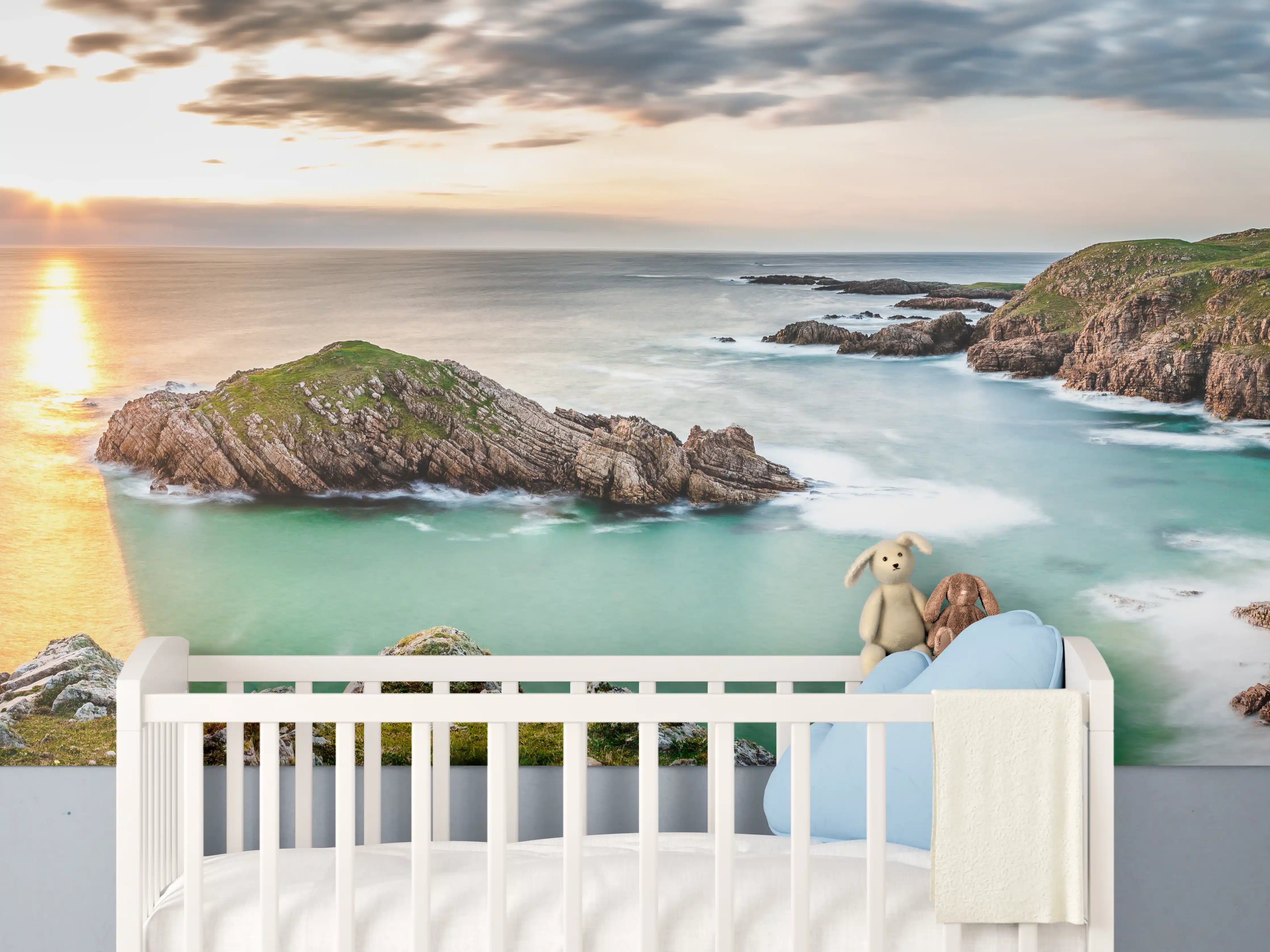 Babyzimmer Wandgestaltung - Irland Küstenpanorama Sonnenuntergang