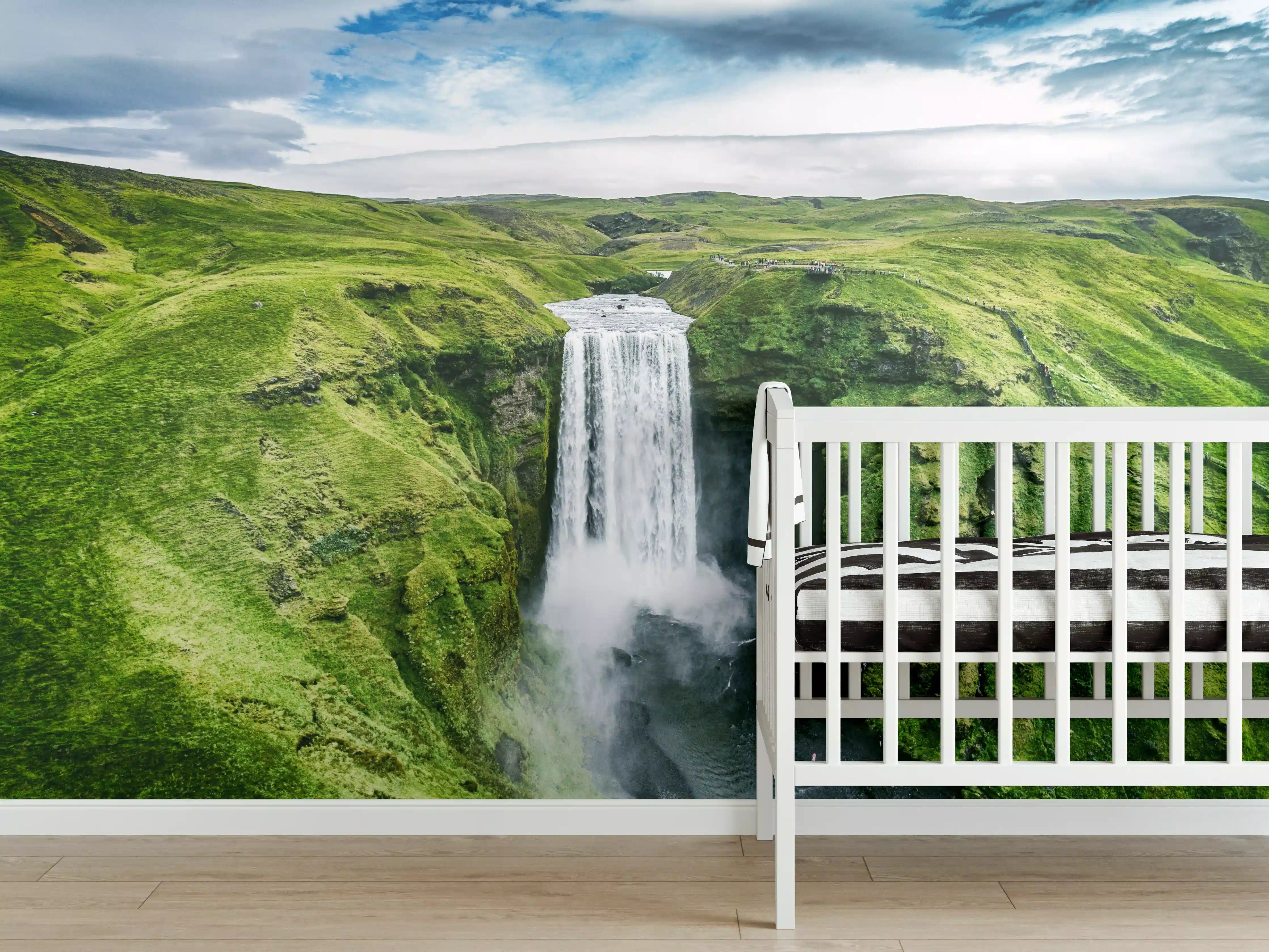Babyzimmer Wandgestaltung - Isländischer Wasserfall Skogafoss