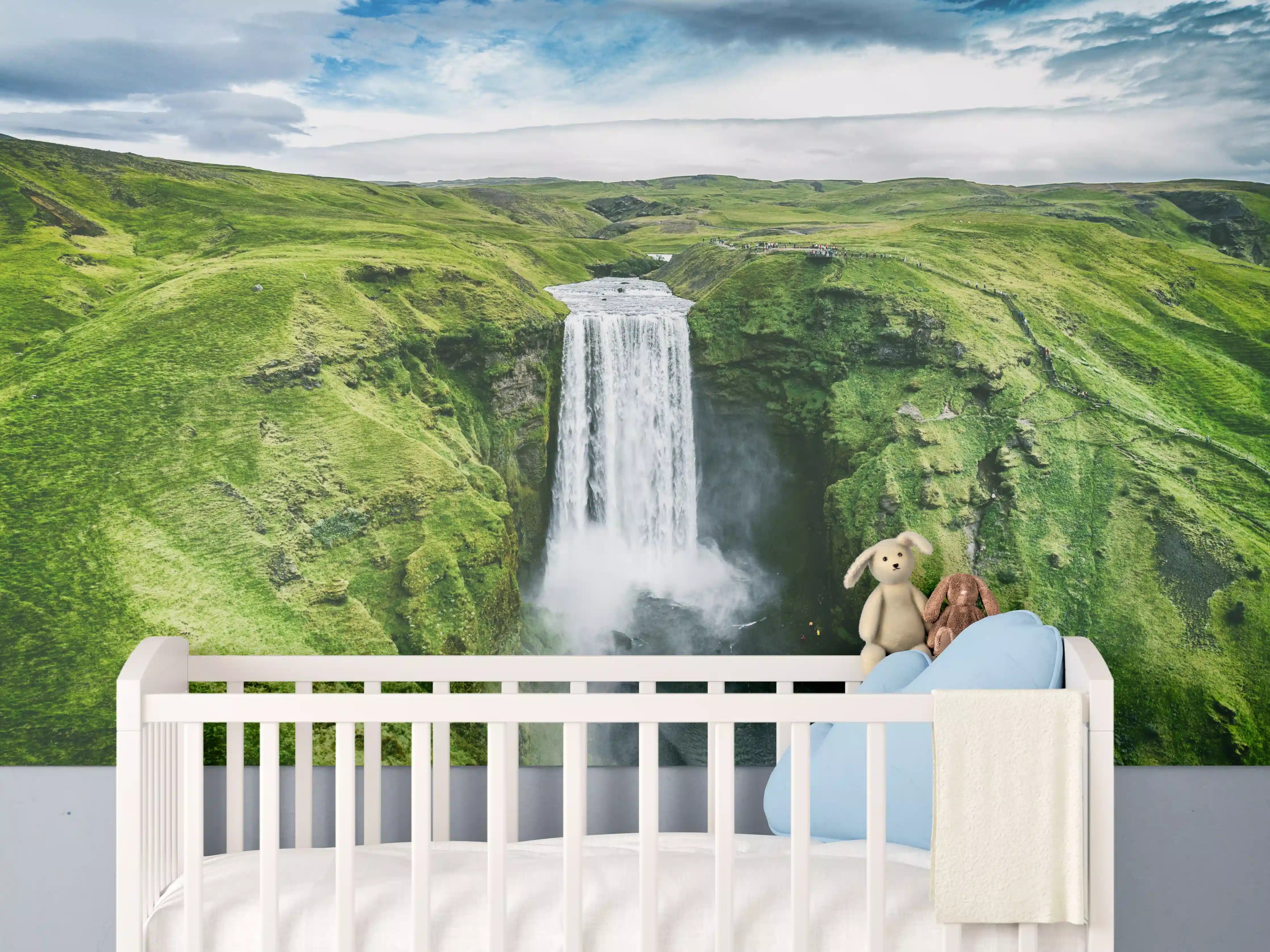 Babyzimmer Wandgestaltung - Isländischer Wasserfall Skogafoss