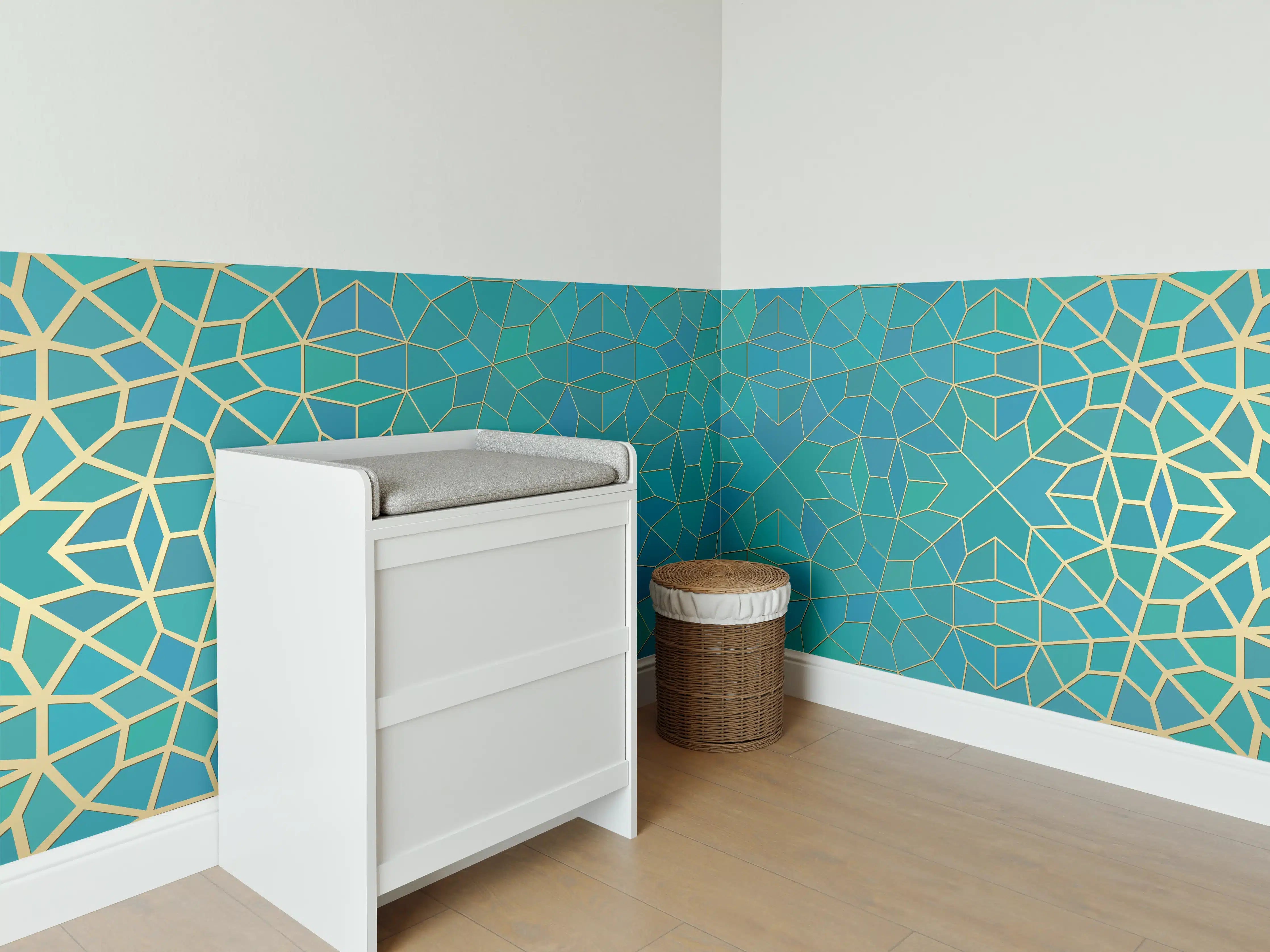 Babyzimmer Wandgestaltung - Islamische Muster Blauverlauf