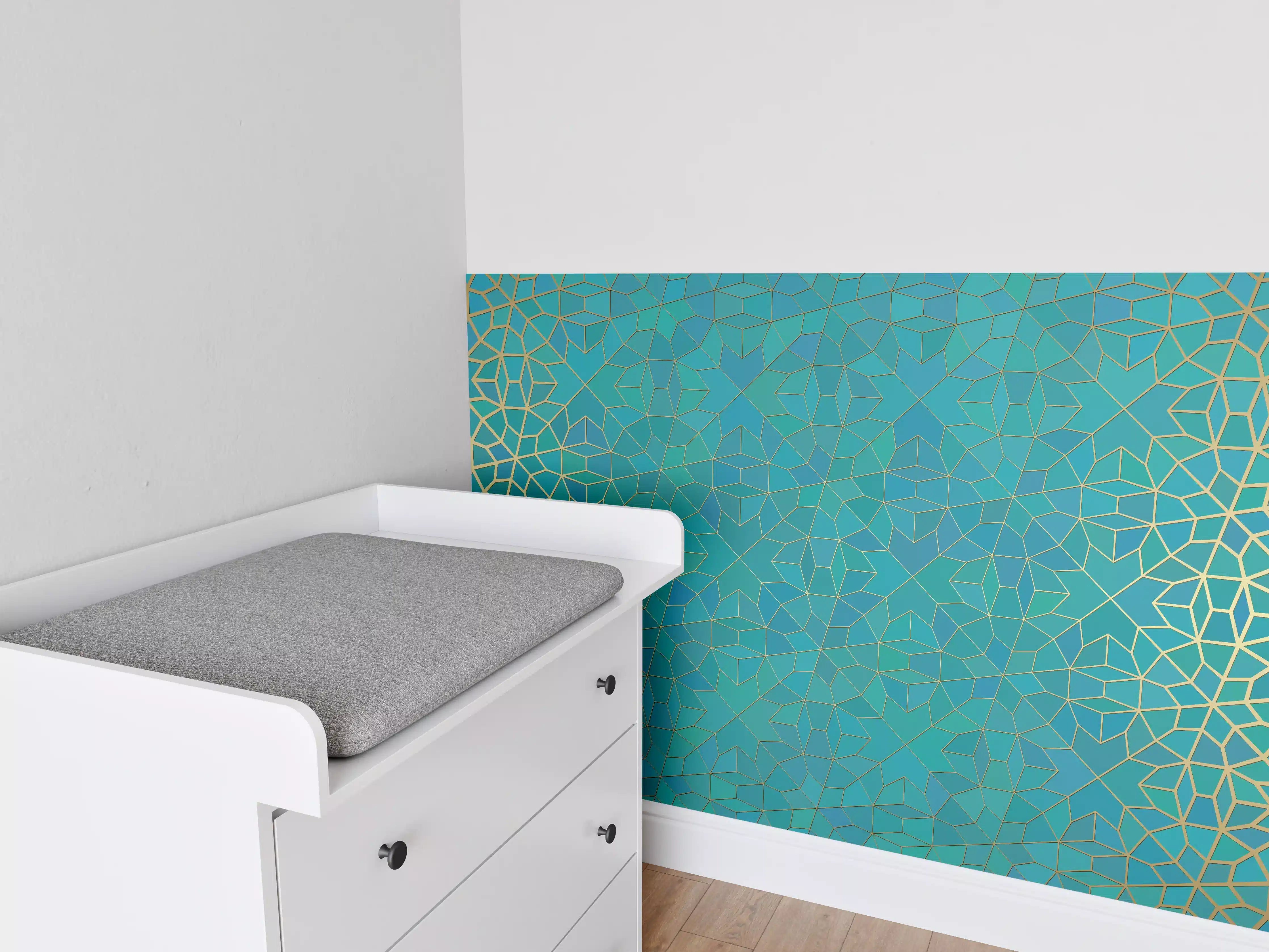 Babyzimmer Wandgestaltung - Islamische Muster Blauverlauf
