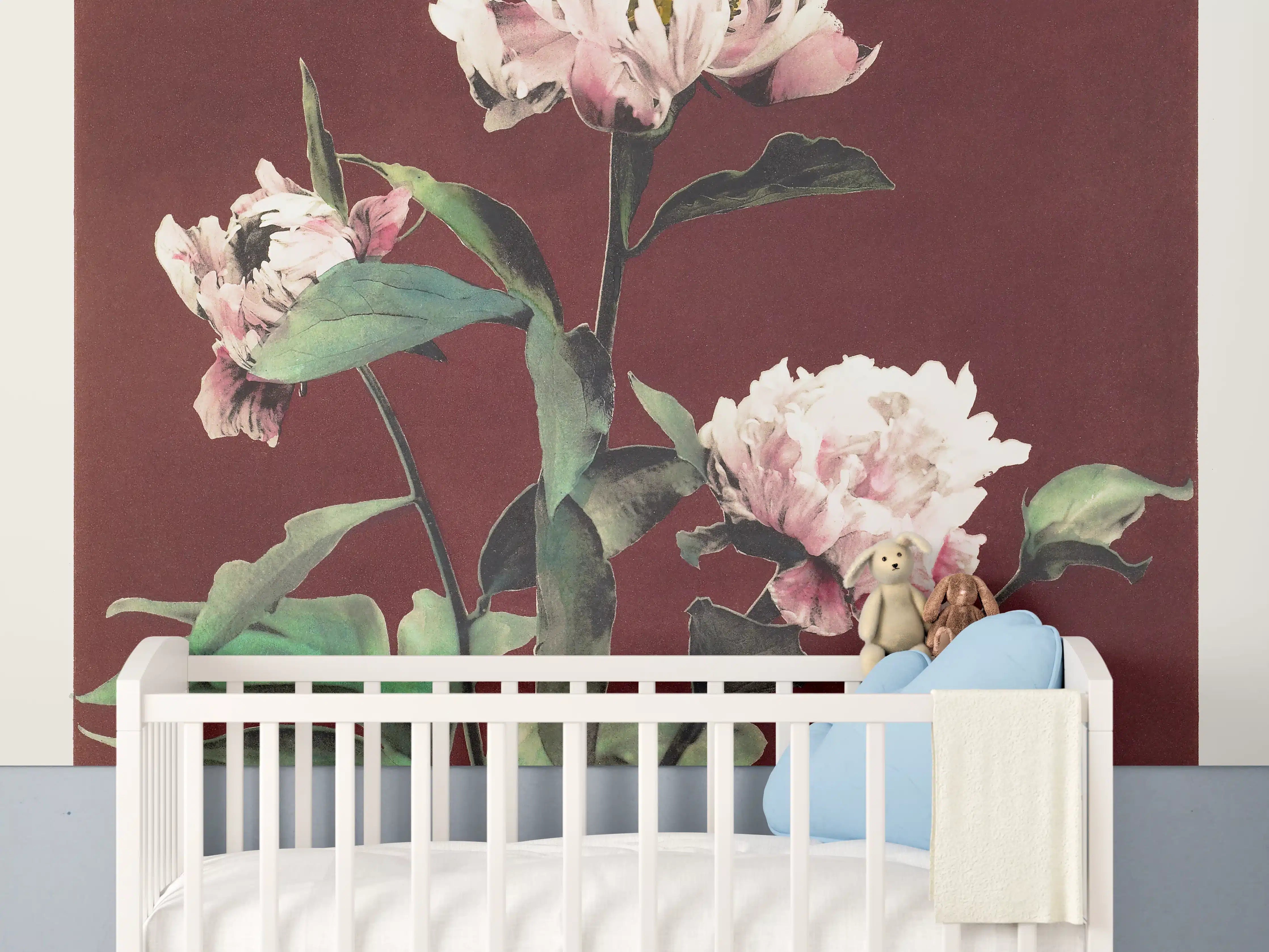 Babyzimmer Wandgestaltung - Japanische Pfingstrosen - Gemälde