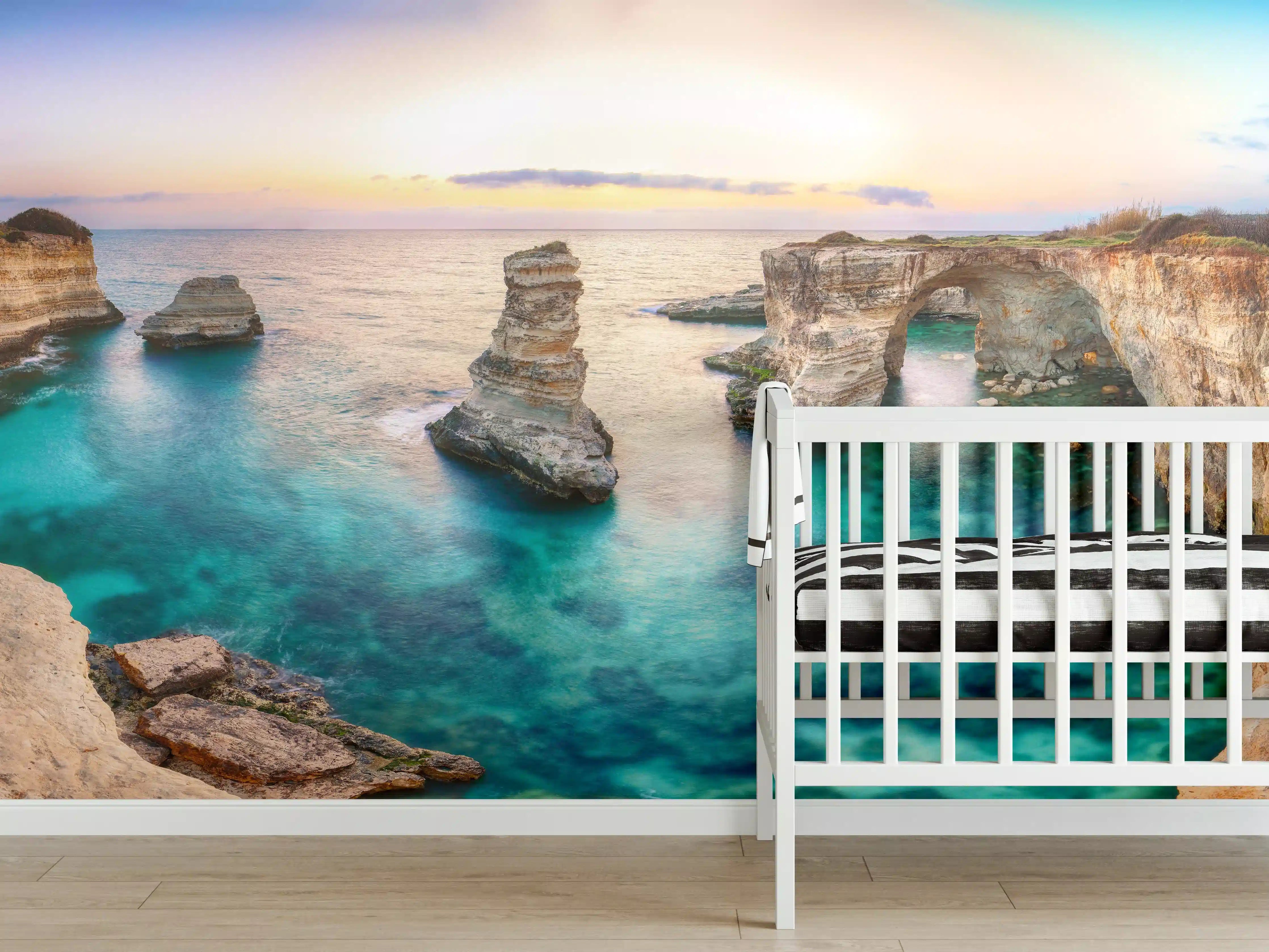 Babyzimmer Wandgestaltung - Karibisches Küstenpanorama mit klarem Wasser