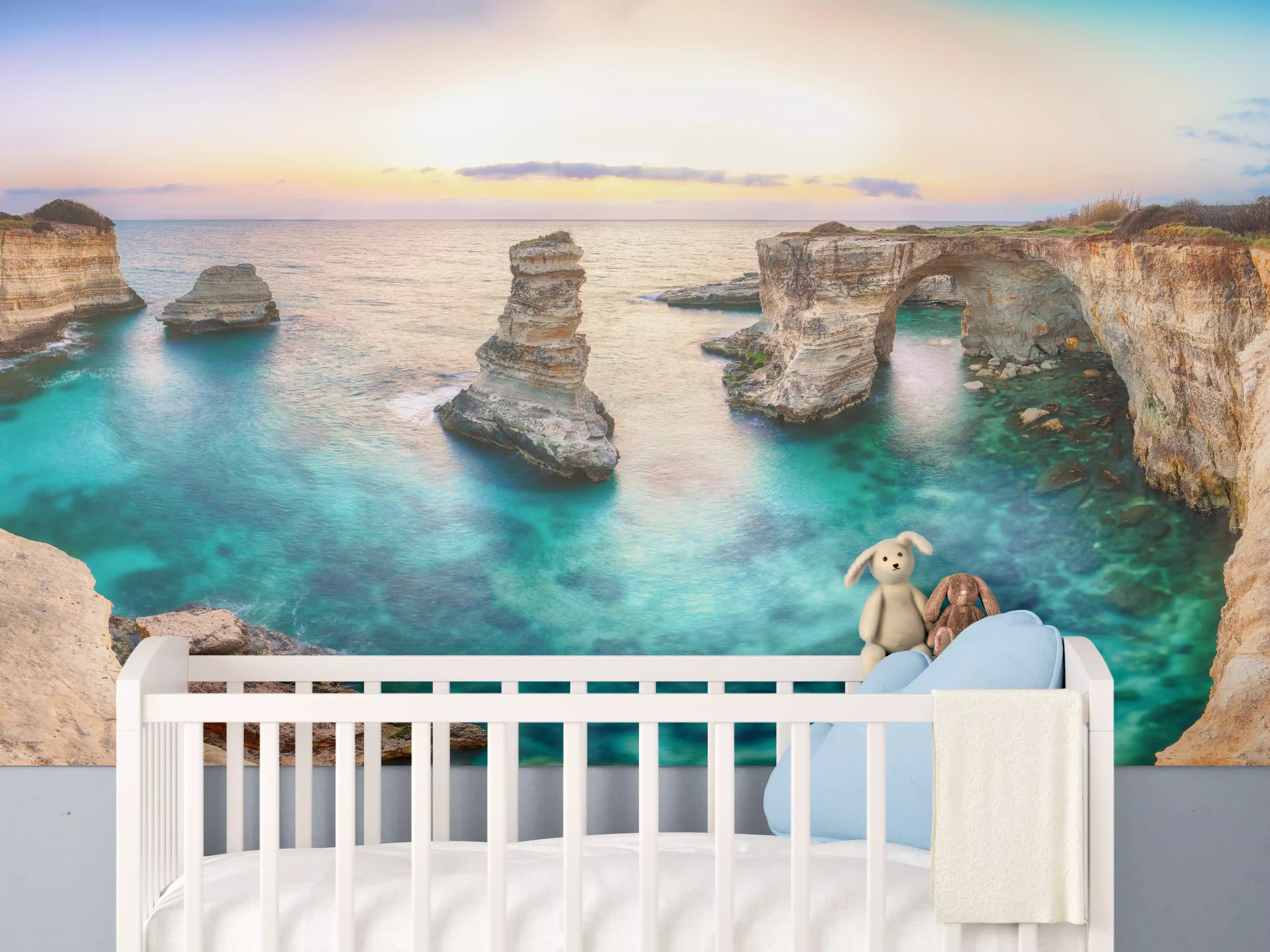 Babyzimmer Wandgestaltung - Karibisches Küstenpanorama mit klarem Wasser